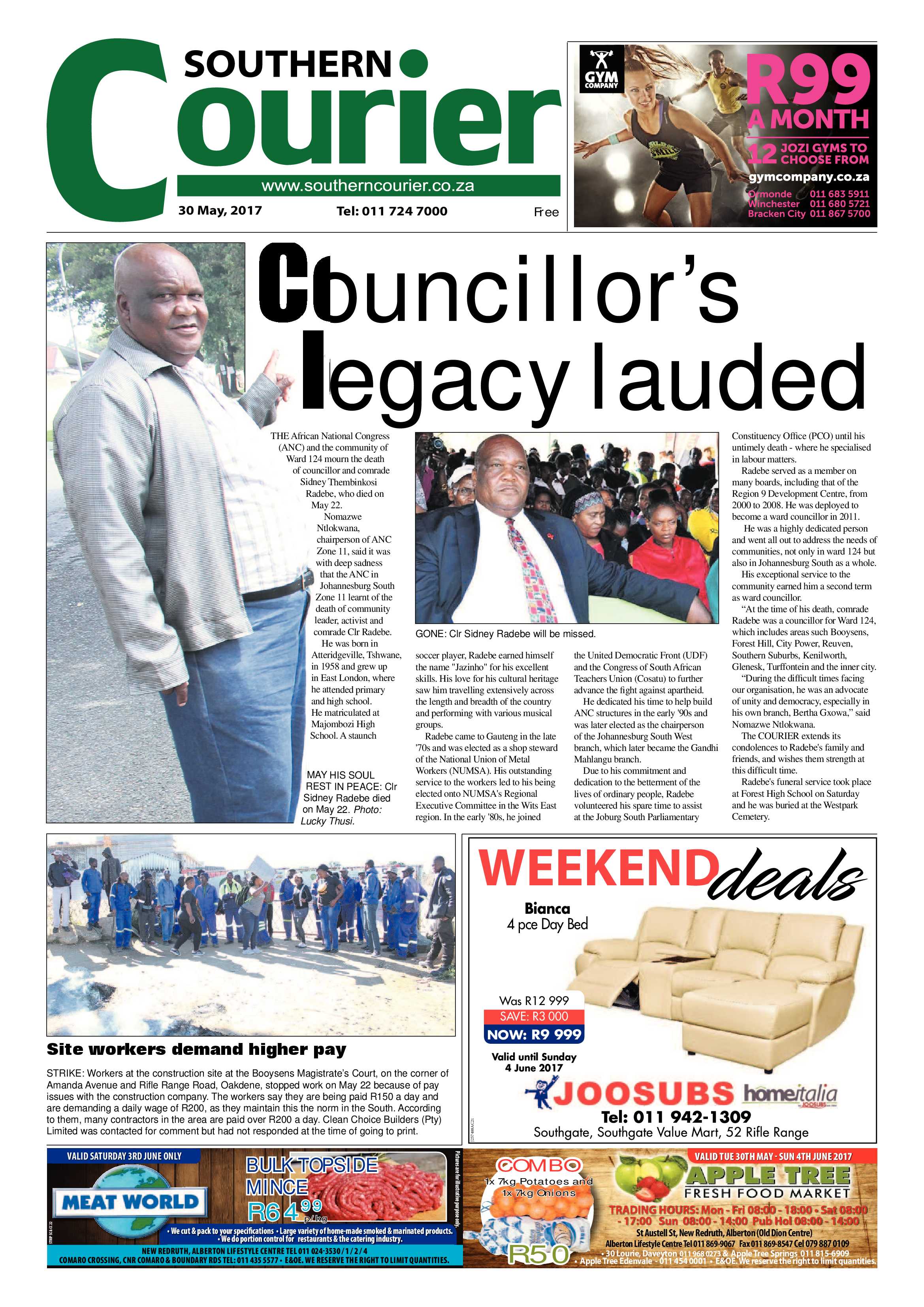 Southern Courier 30 May 2017 page 1