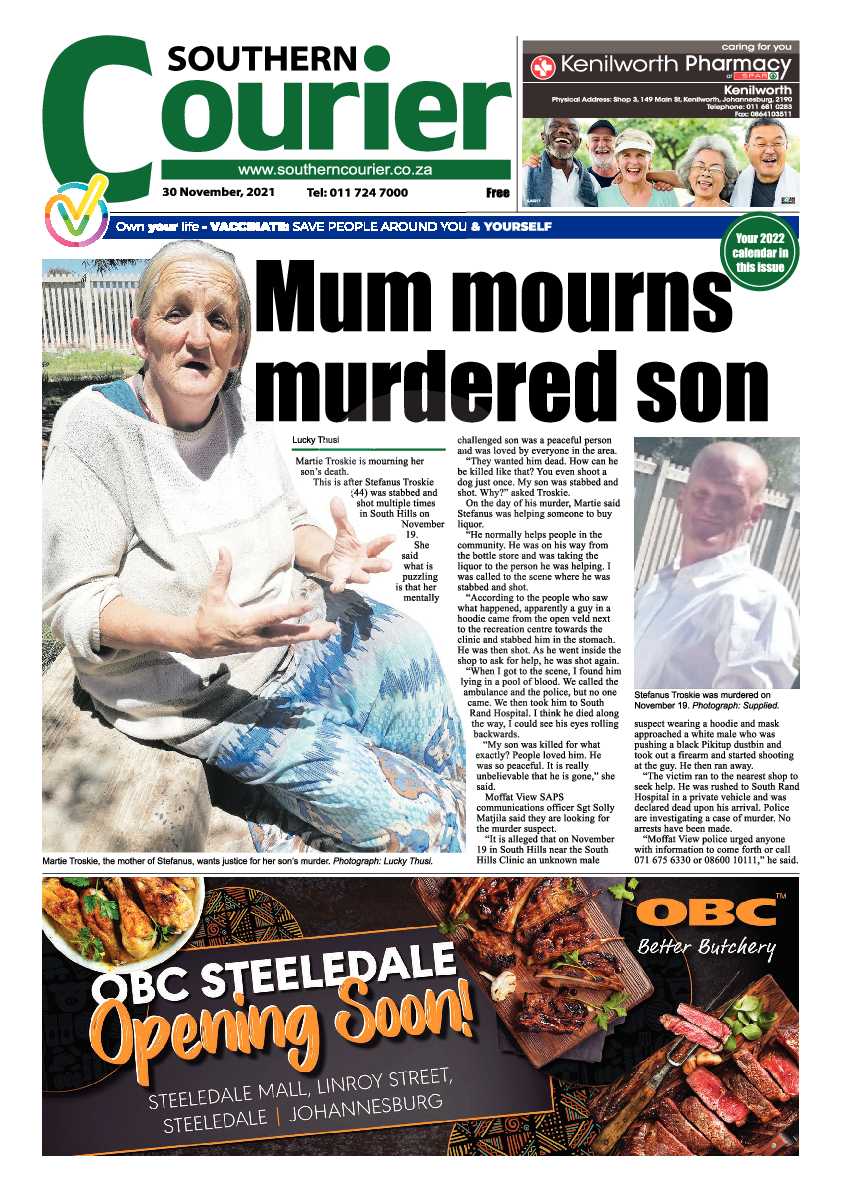 Southern Courier 30 November 2021 page 1