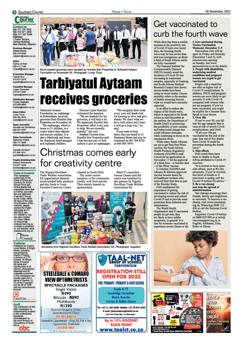 Southern Courier 30 November 2021 page 2