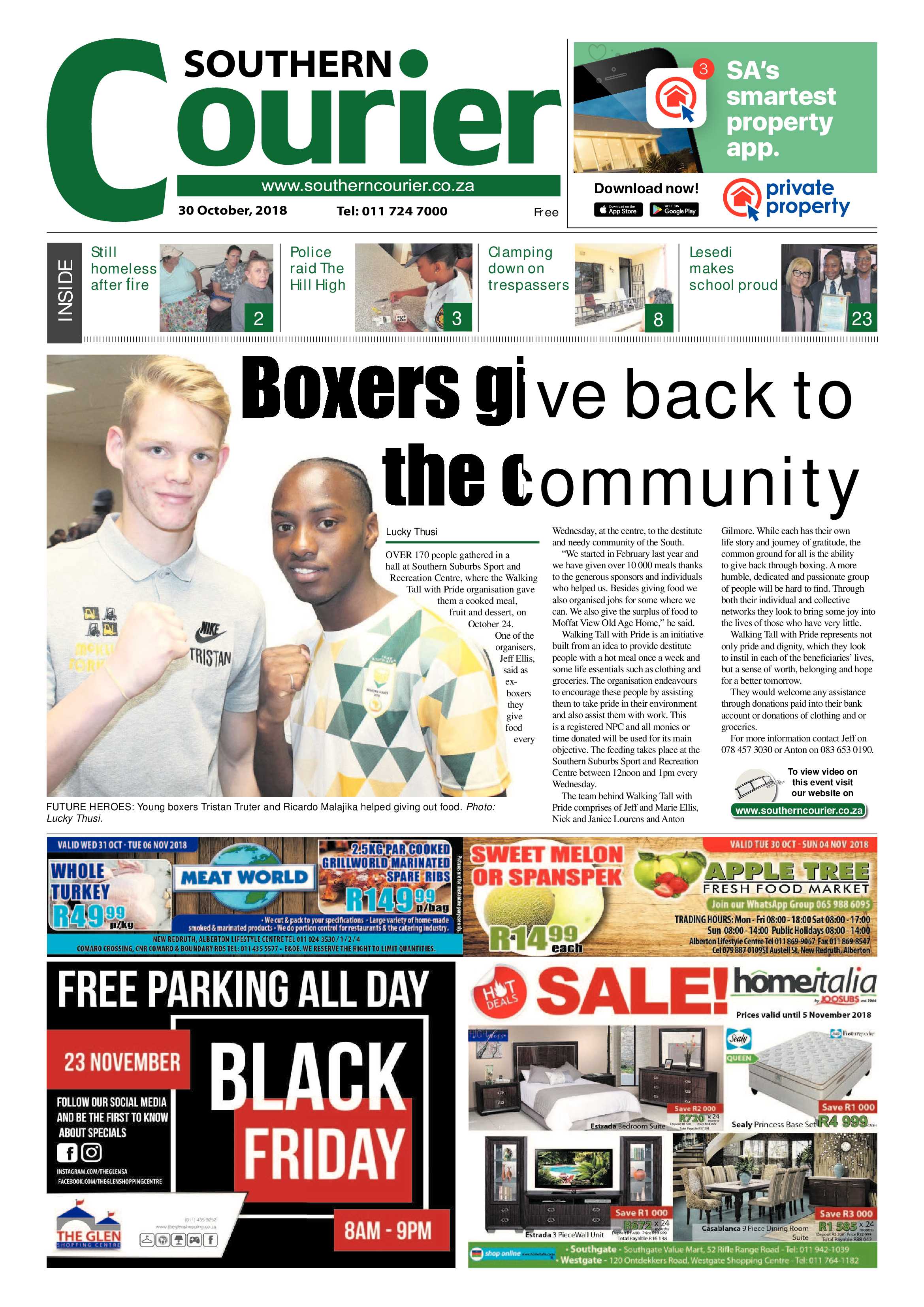 Southern Courier 30 October 2018 page 1