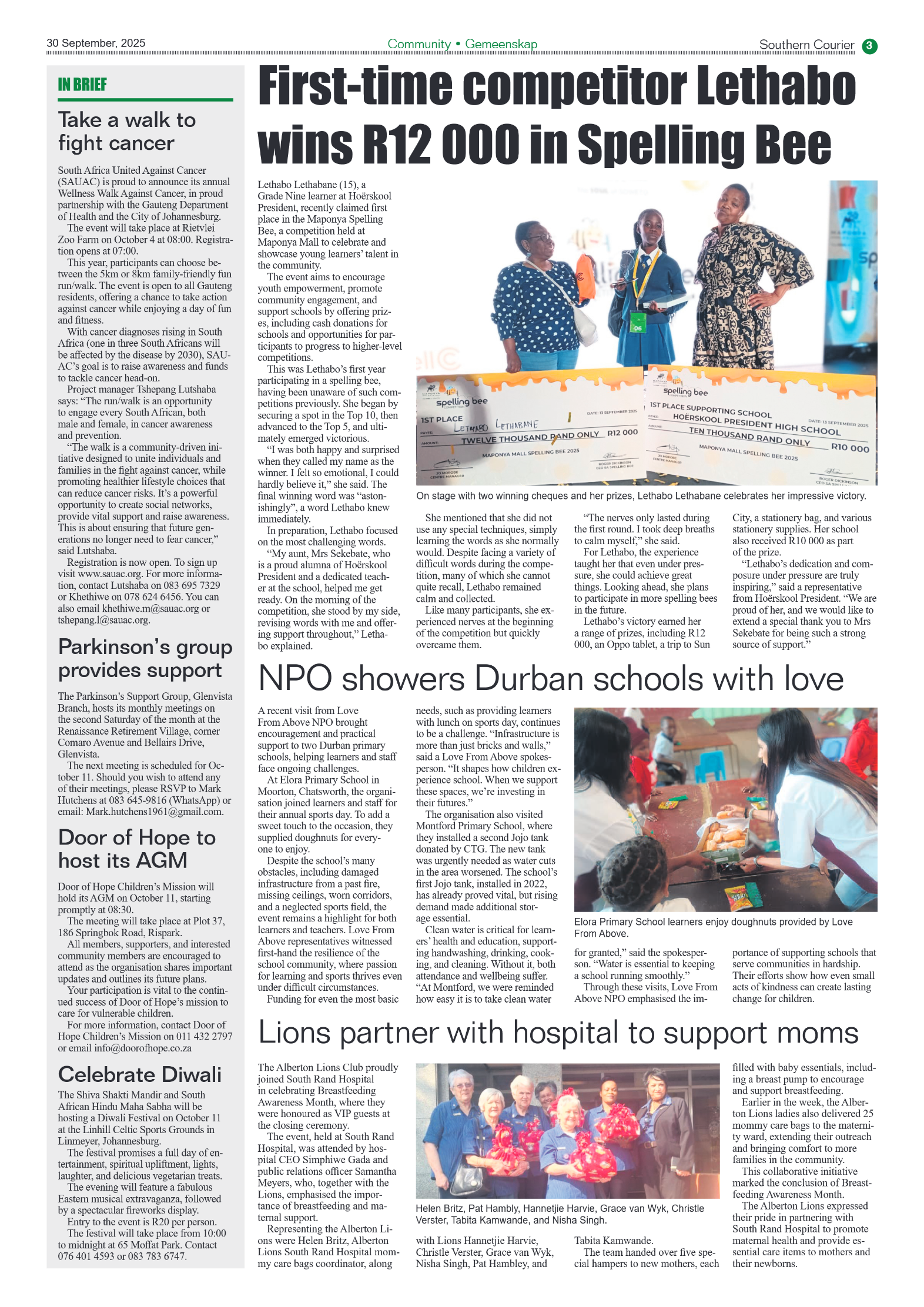 Southern Courier 30 September 2025 page 3
