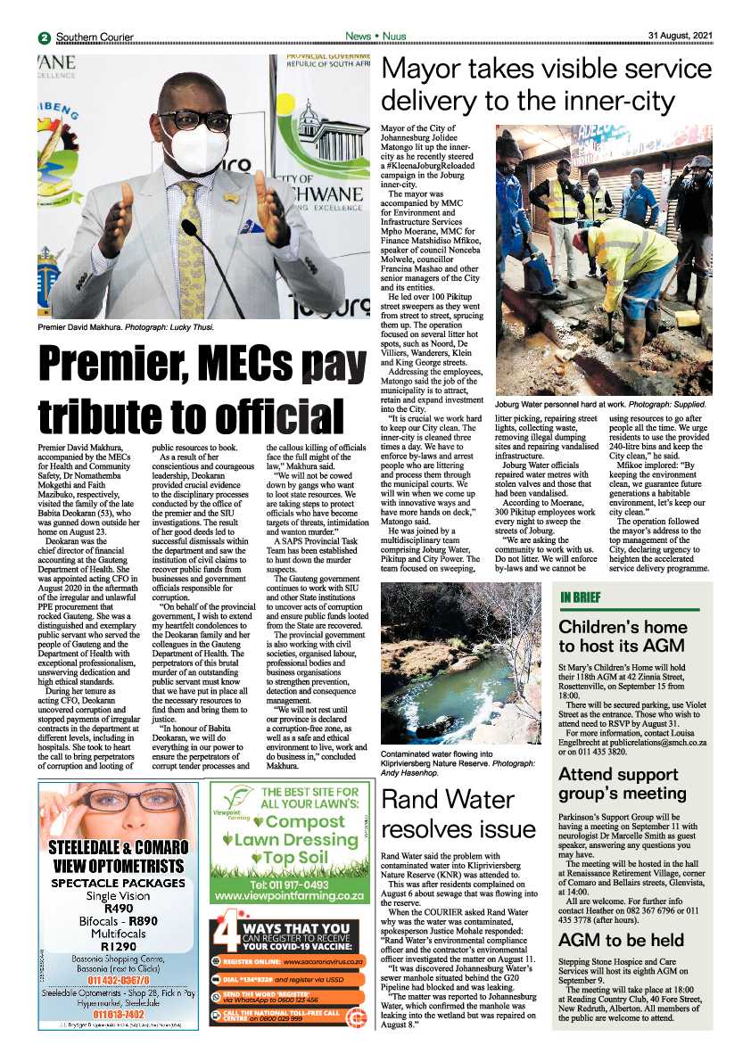 Southern Courier 31 August 2021 page 2