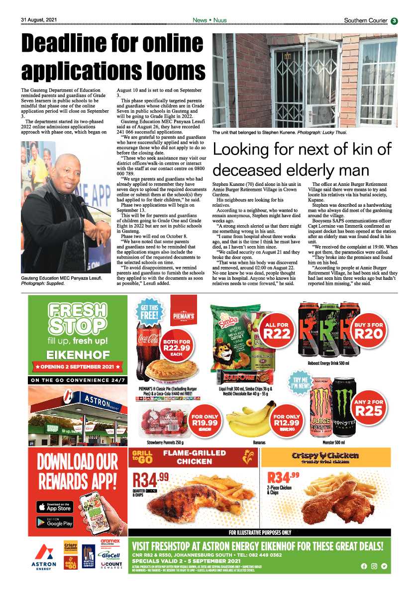 Southern Courier 31 August 2021 page 3