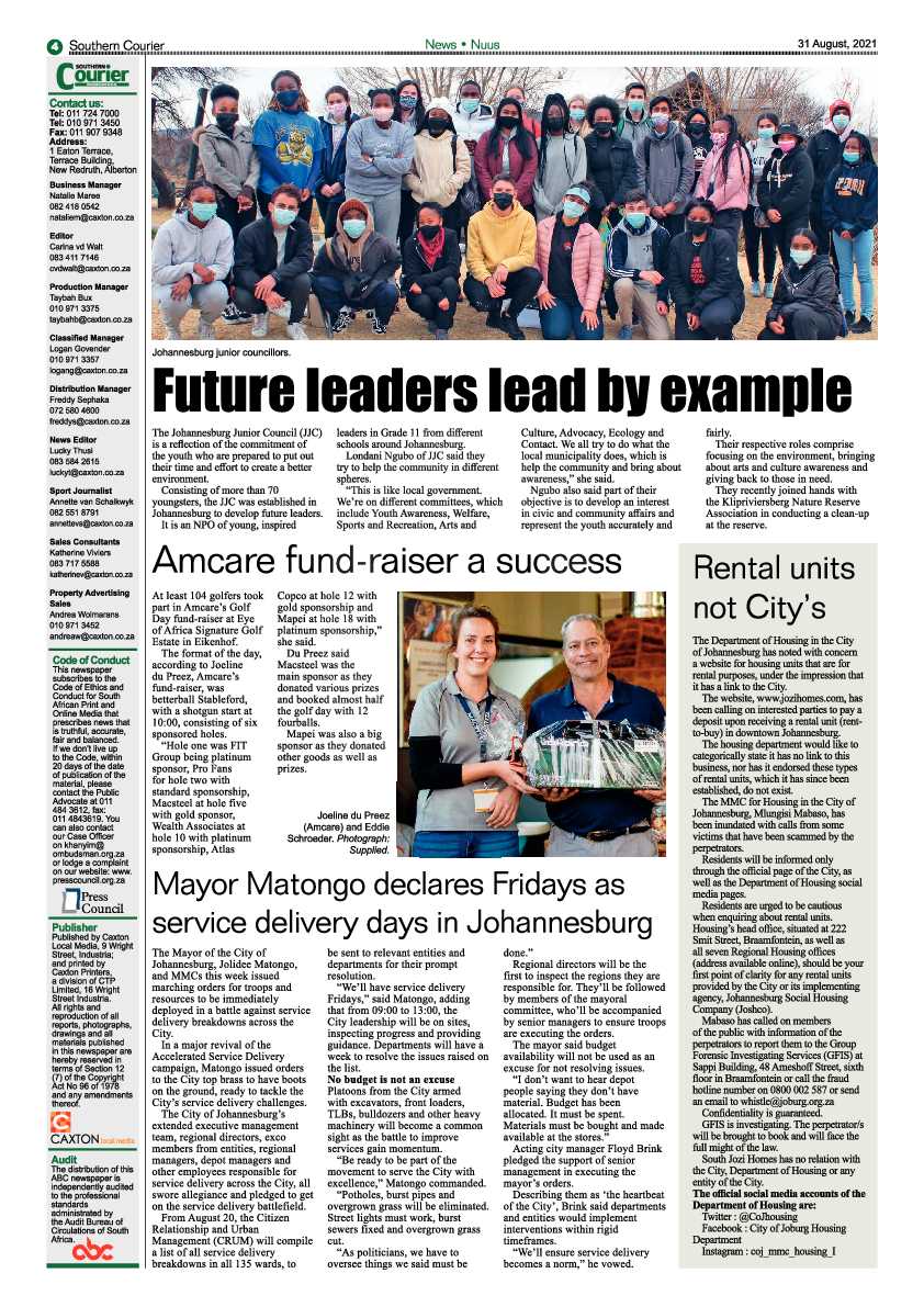 Southern Courier 31 August 2021 page 4