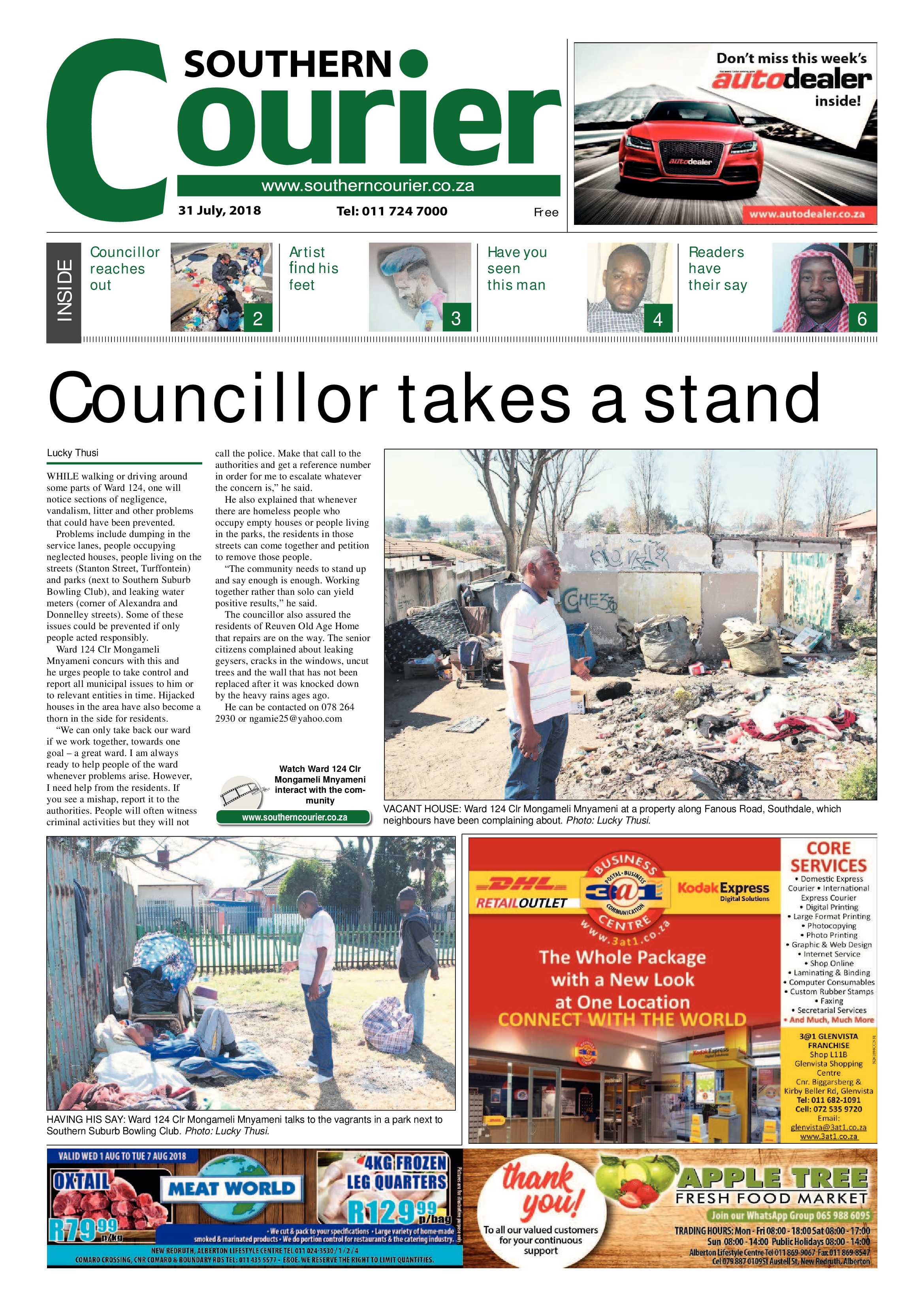 Southern Courier 31 July 2018 page 1