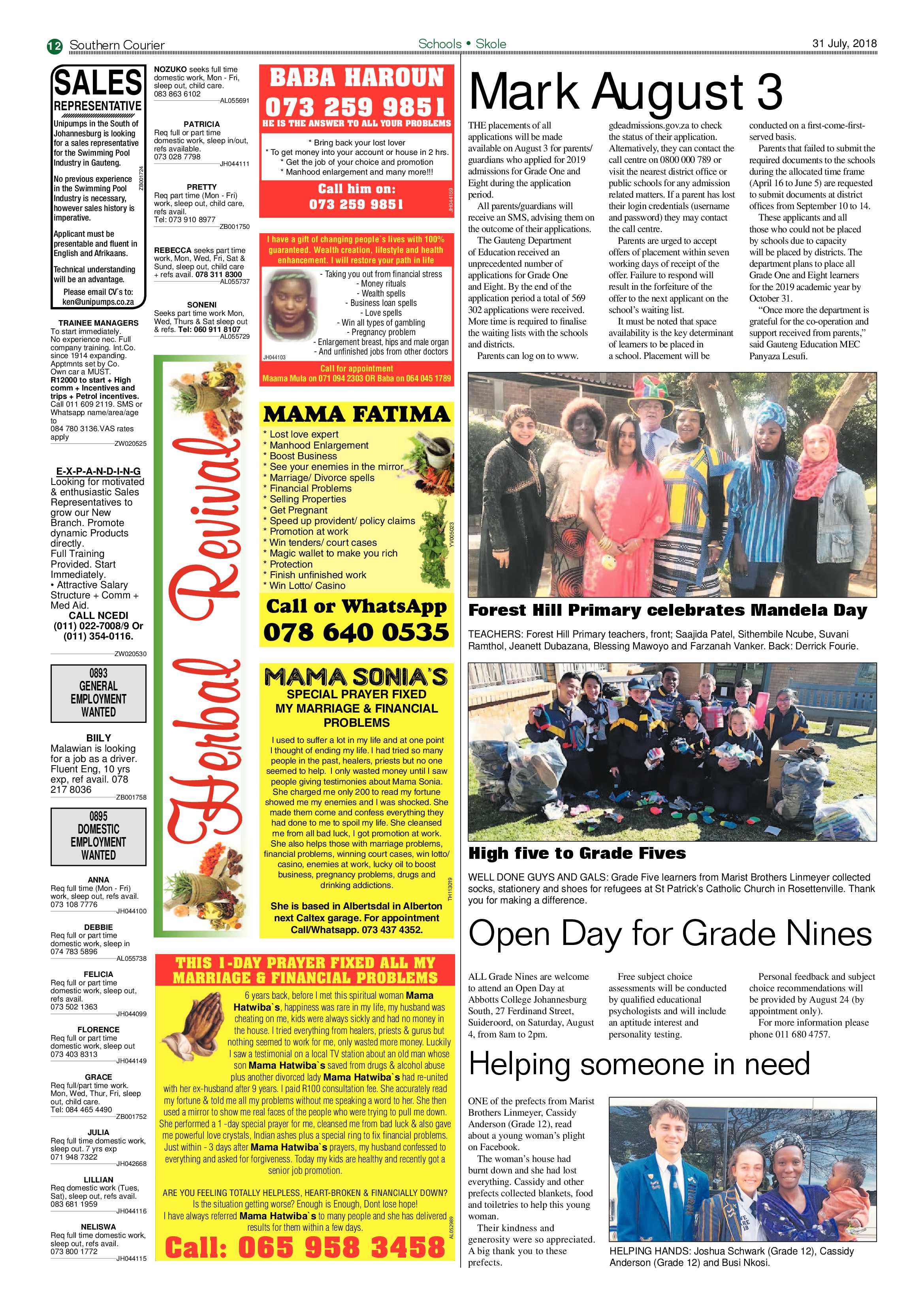 Southern Courier 31 July 2018 page 12
