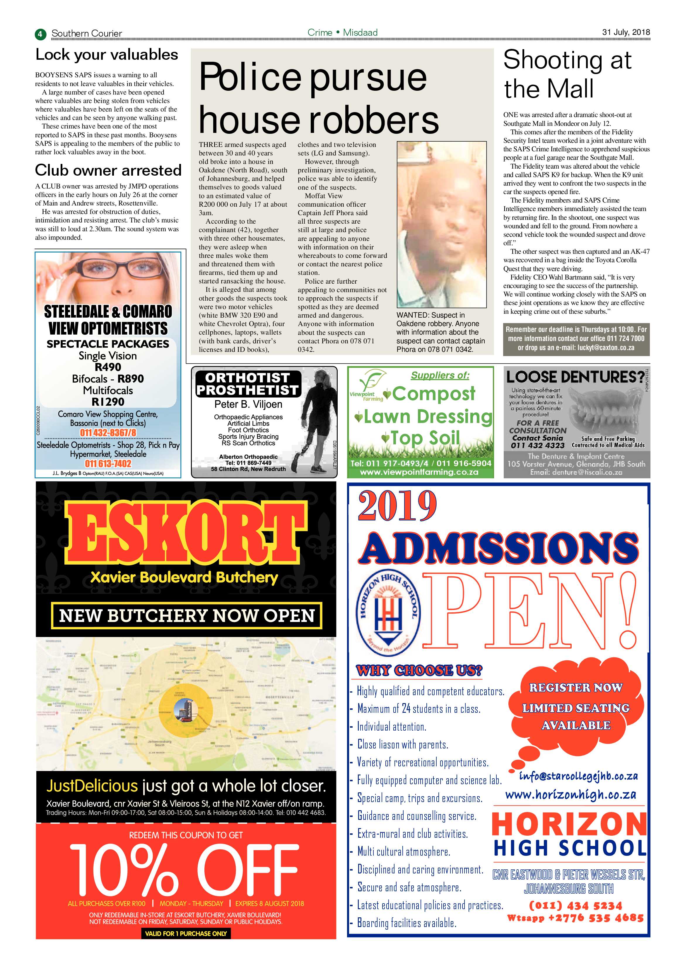 Southern Courier 31 July 2018 page 4