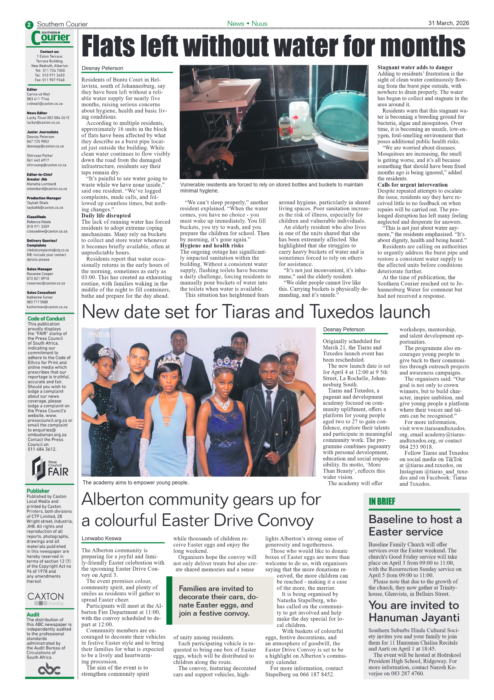 Southern Courier 31 March 2026 page 2