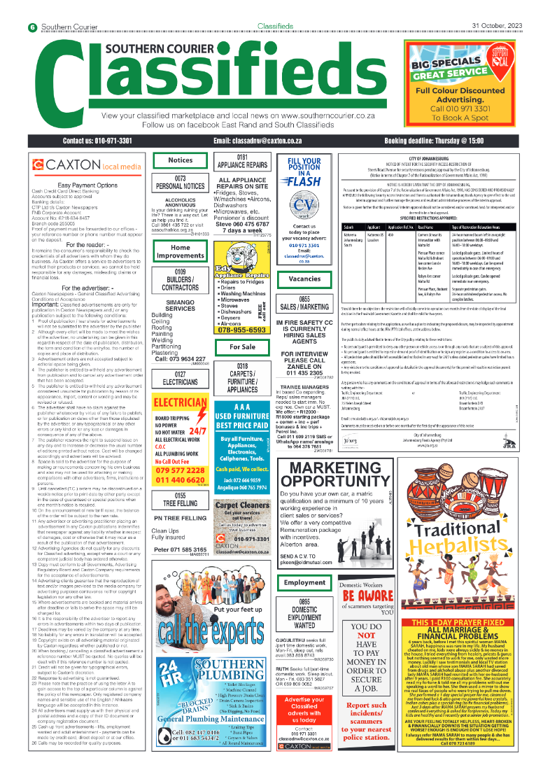 Southern Courier 31 October  2023 page 6
