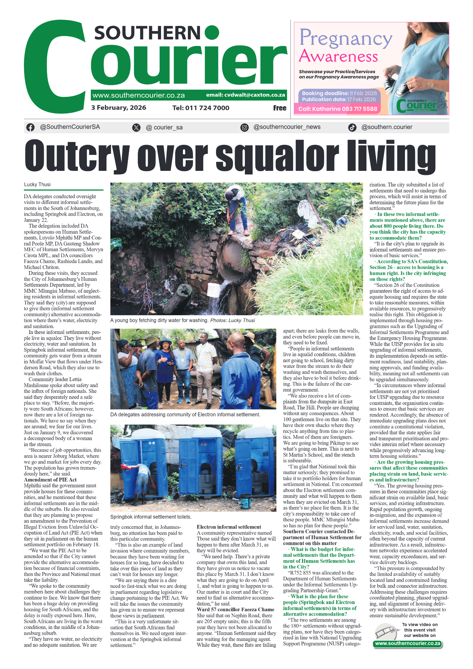 Southern Courier 3 February 2026 page 1