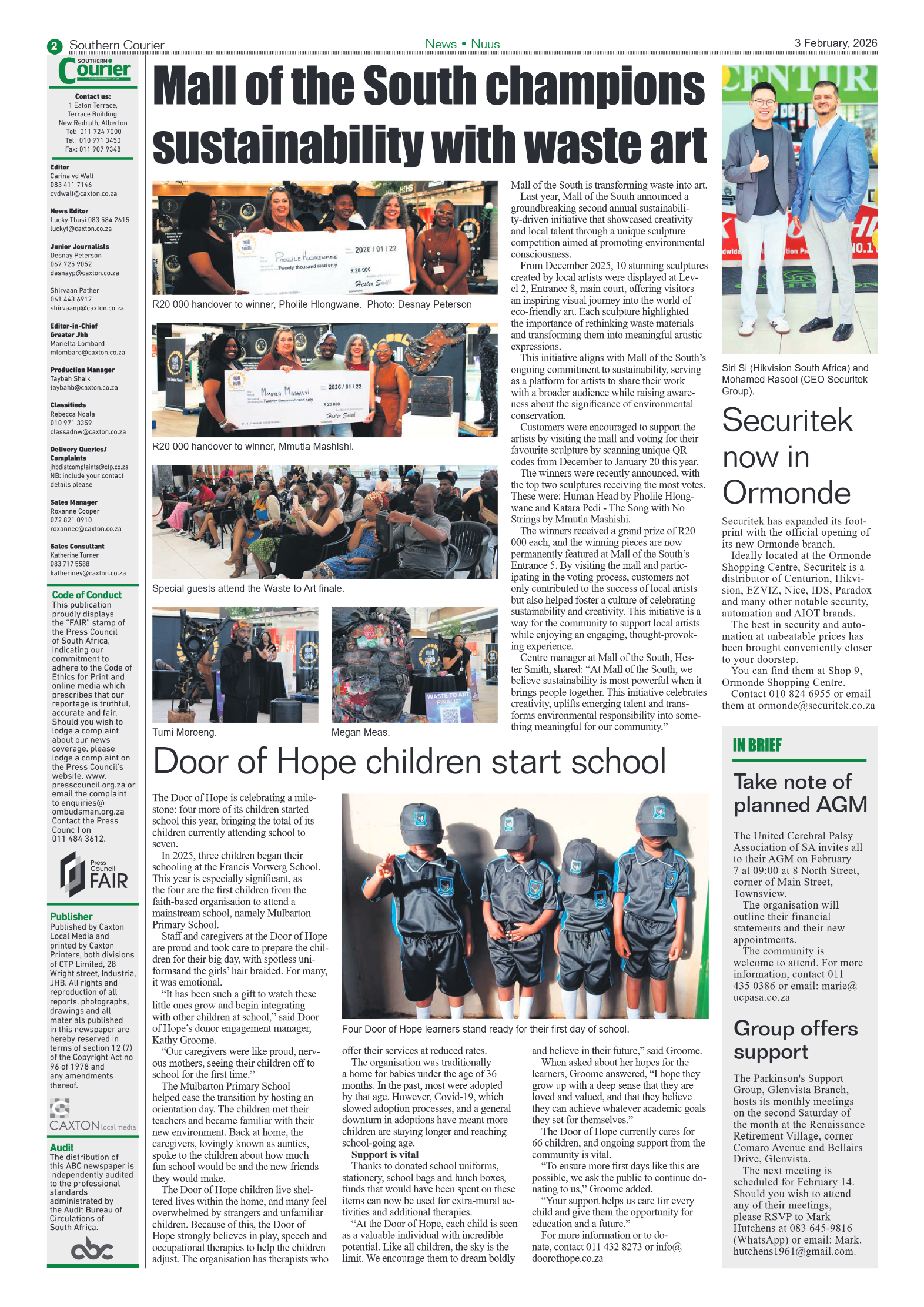 Southern Courier 3 February 2026 page 2