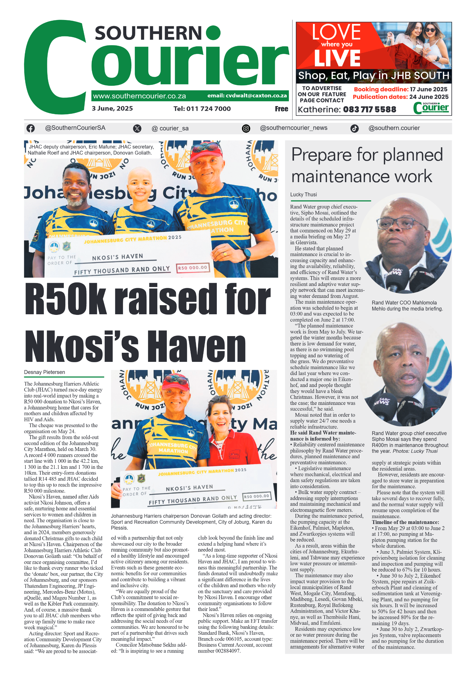 Southern Courier 3 June 2025 page 1