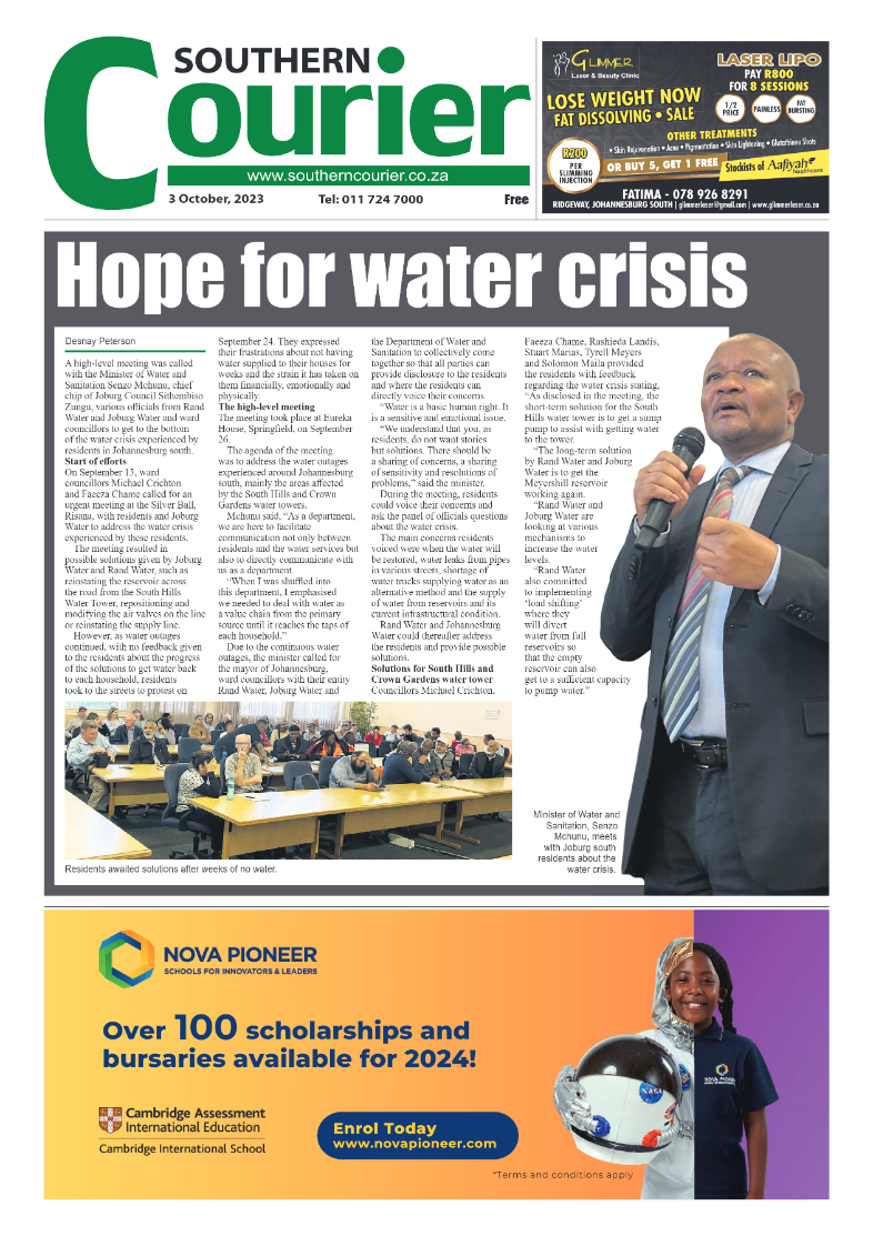 Southern Courier 3 October 2023 page 1
