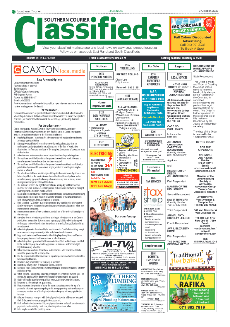 Southern Courier 3 October 2023 page 10