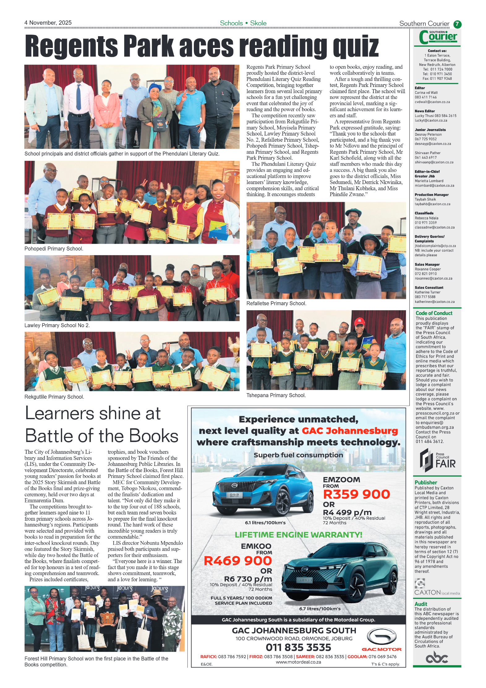 Southern Courier 4 November 2025 page 7