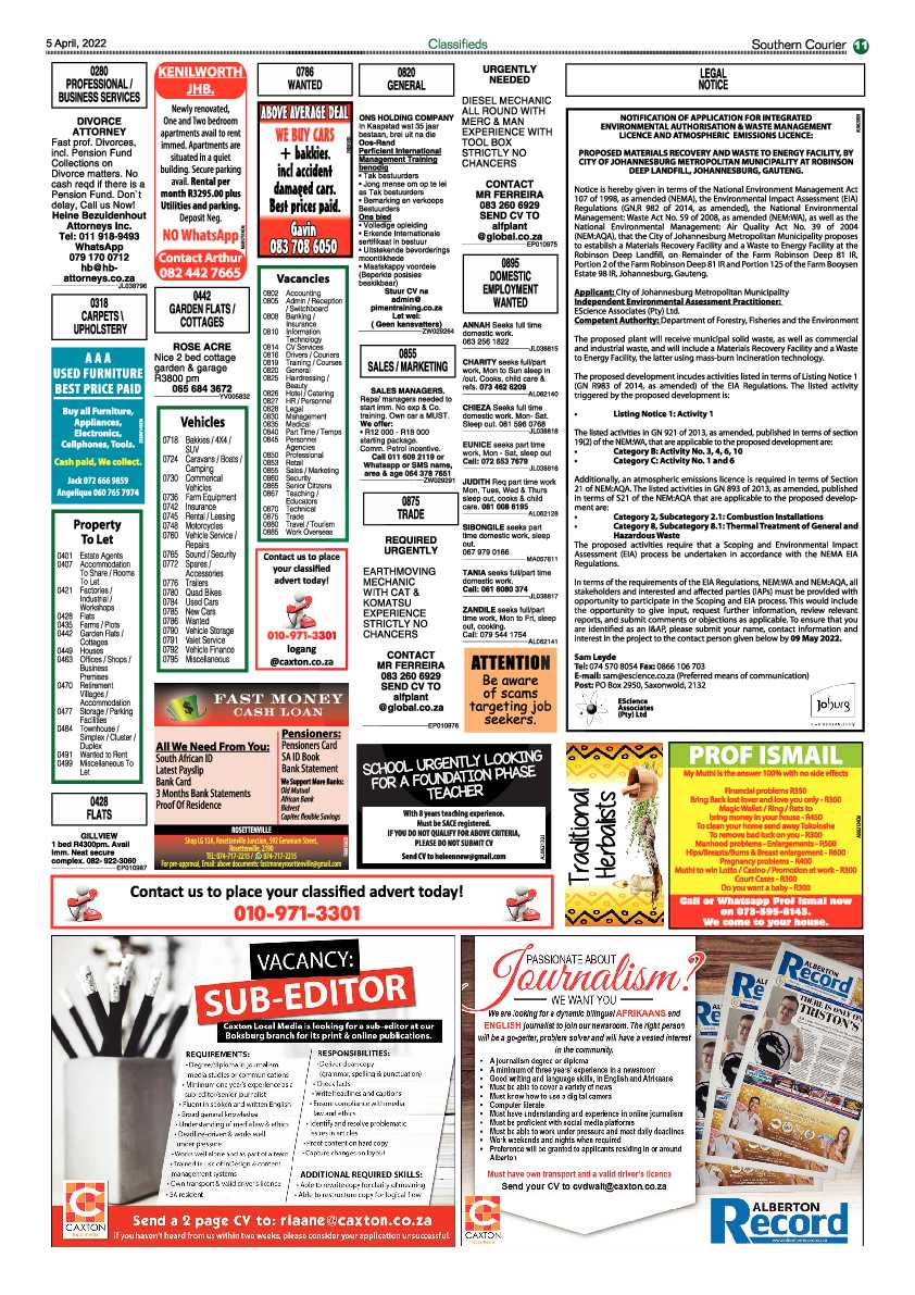 Southern Courier 5 April 2022 page 11