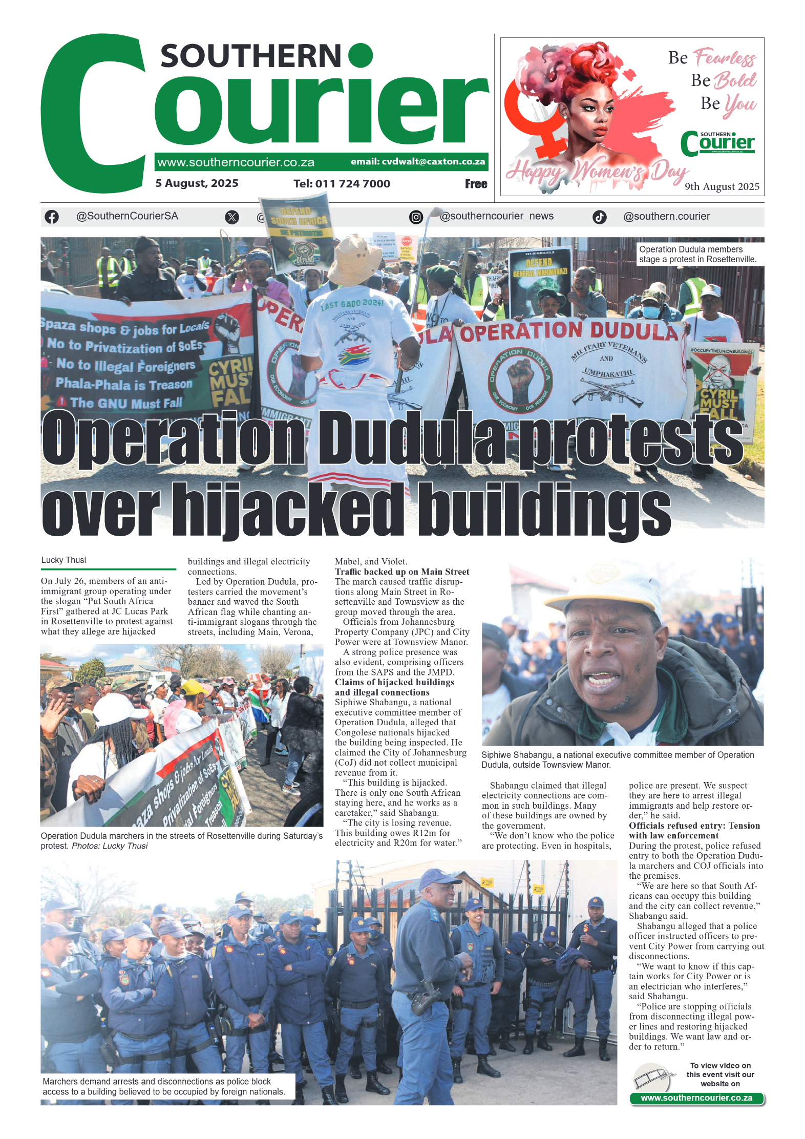 Southern Courier 5 August 2025 page 1