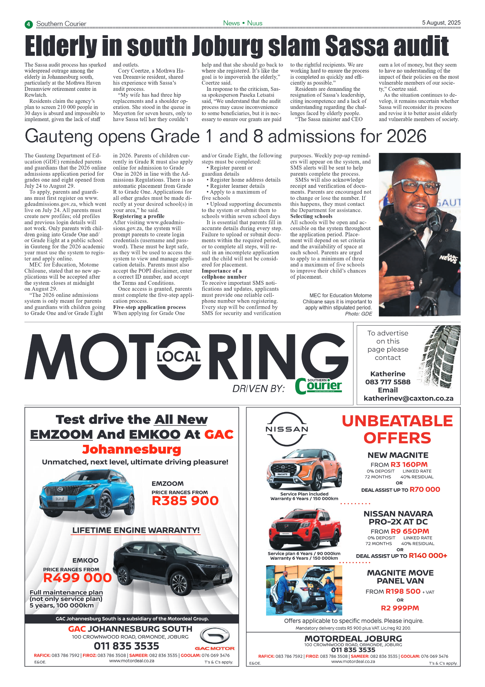 Southern Courier 5 August 2025 page 4
