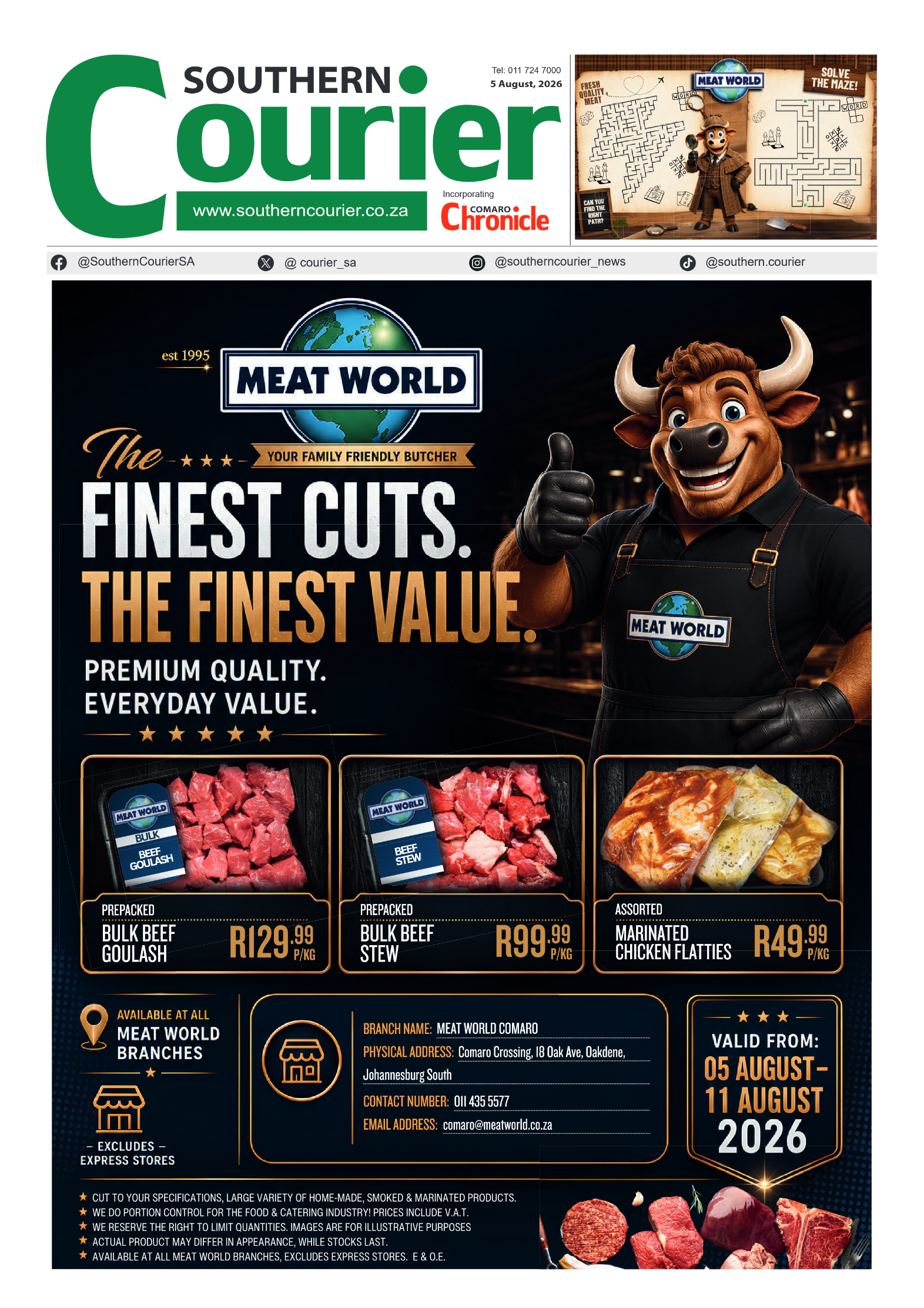 Southern Courier 5 August 2026 page 1