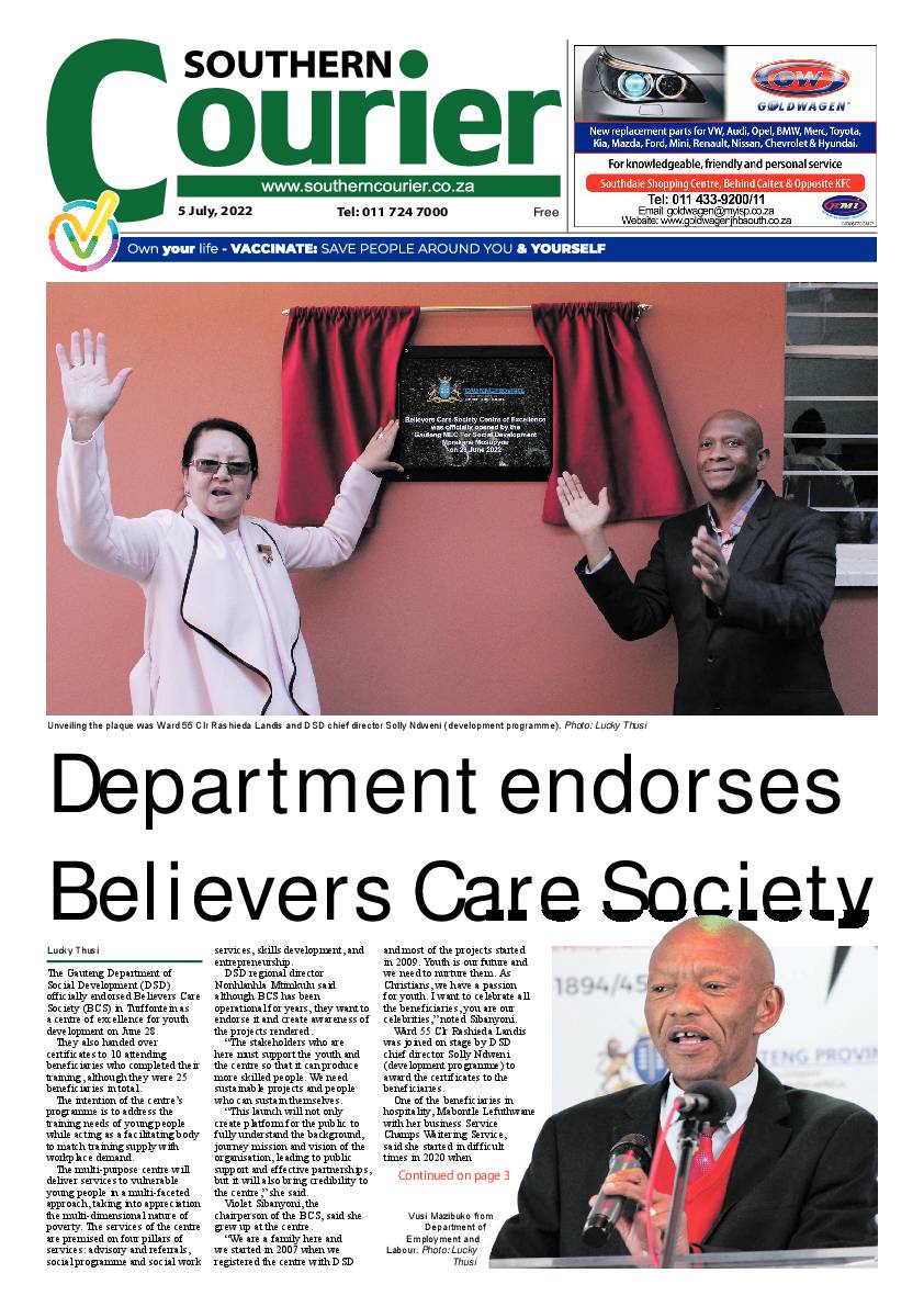 Southern Courier 5 July 2022 page 1