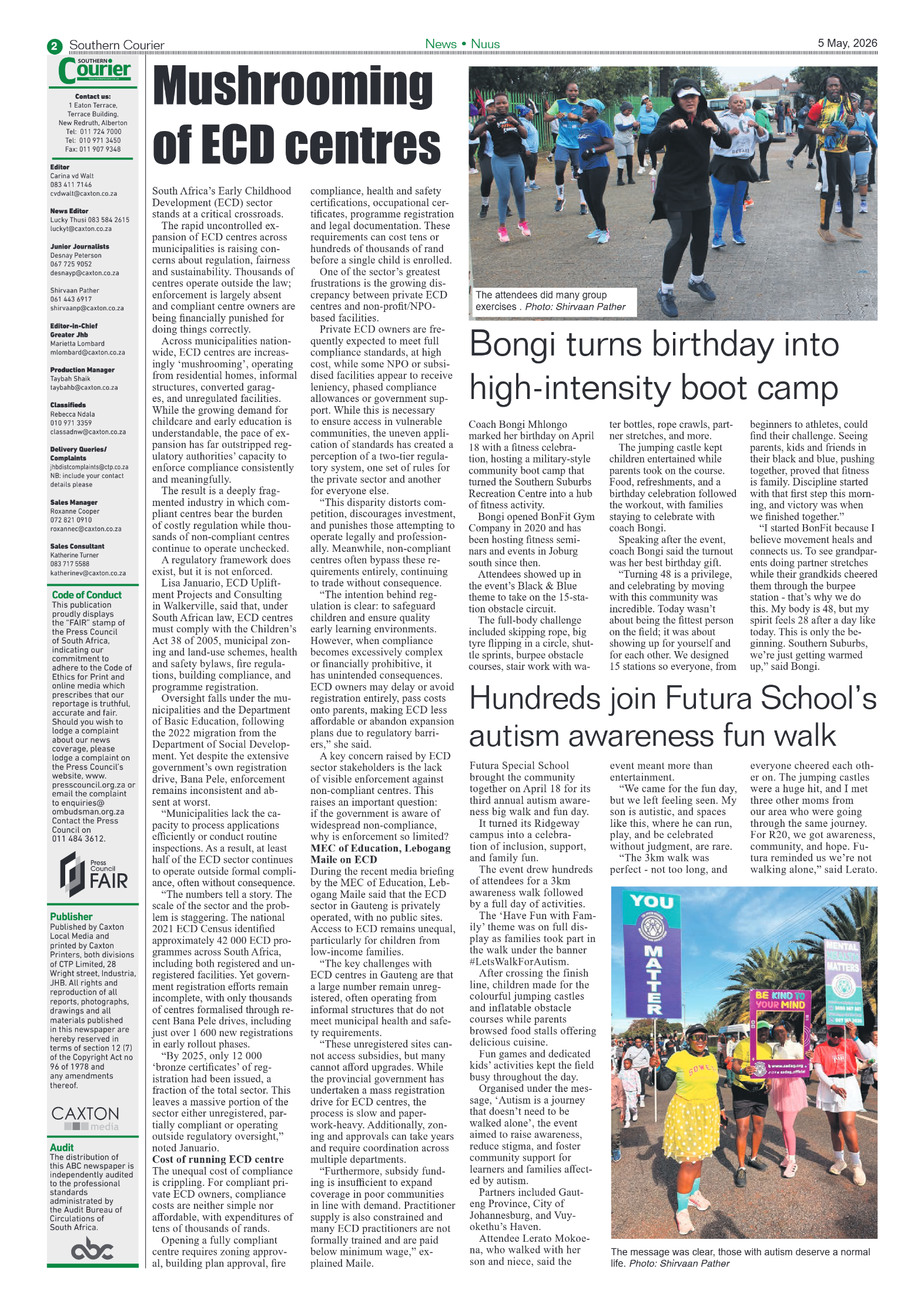 Southern Courier 5 May 2026 page 2