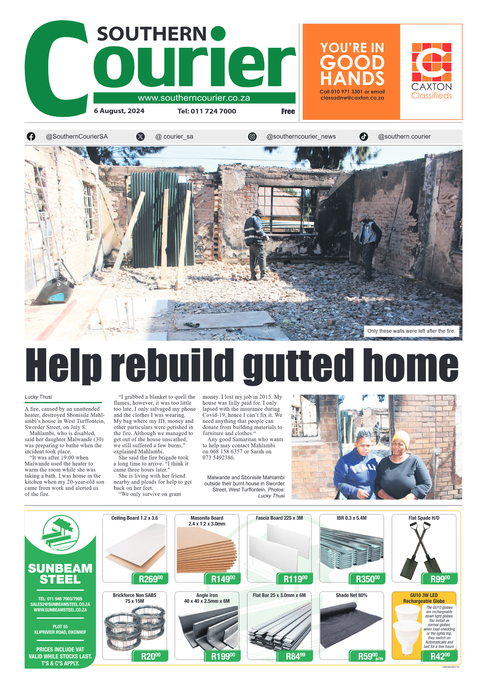 Southern Courier 6 August 2024 page 1