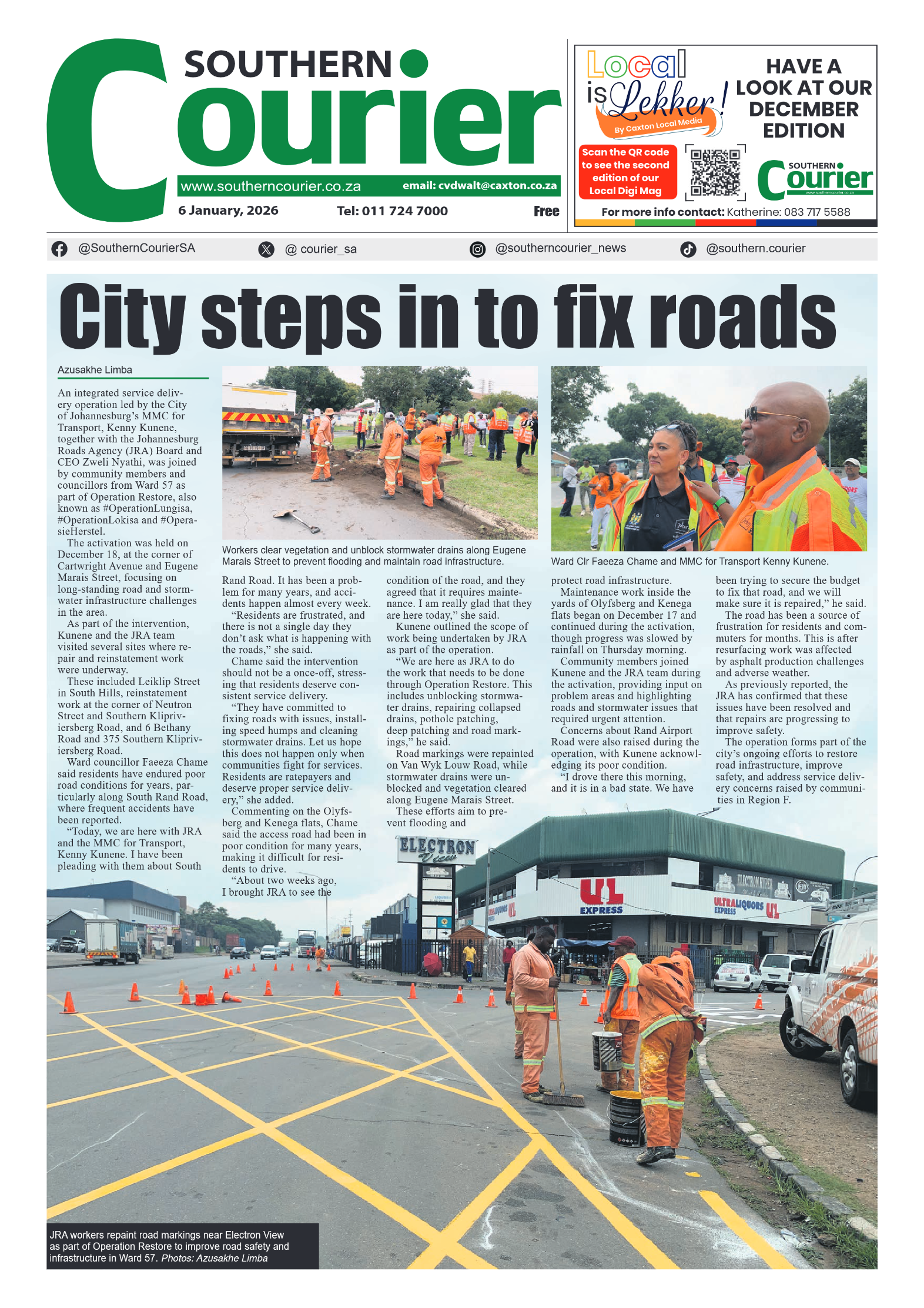 Southern Courier 6 January 2026 page 1