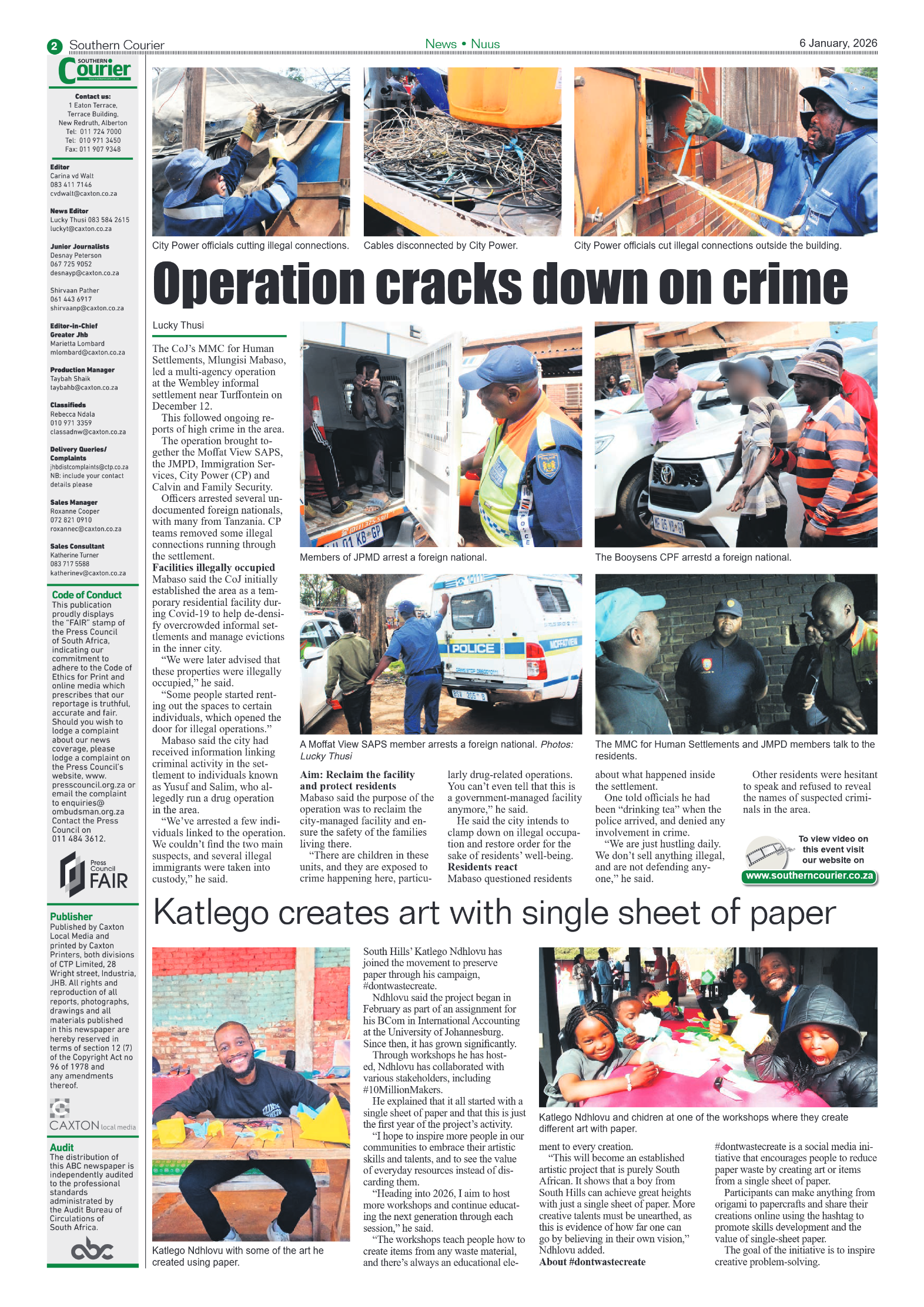 Southern Courier 6 January 2026 page 2