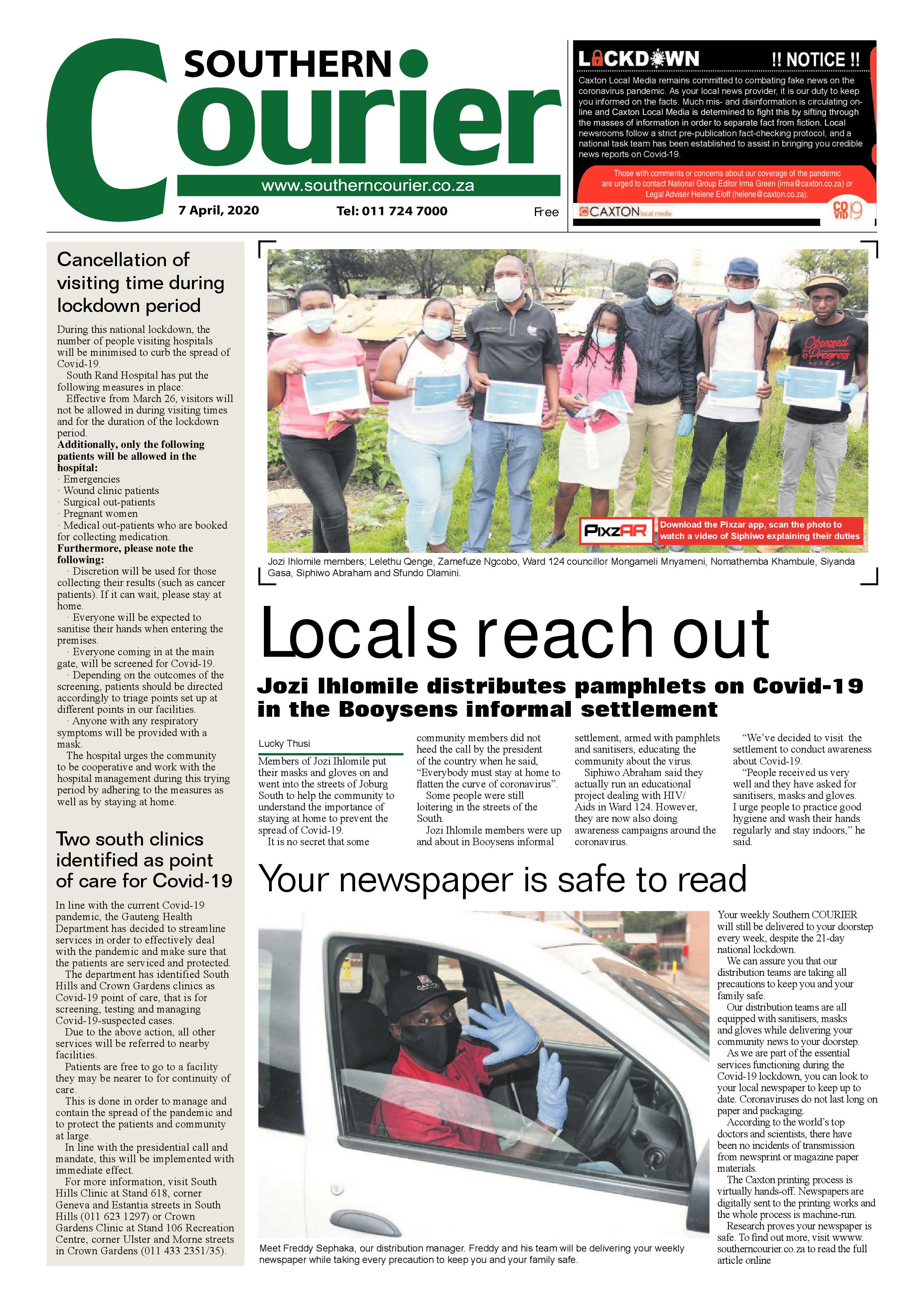 Southern Courier 7 April 2020 page 1
