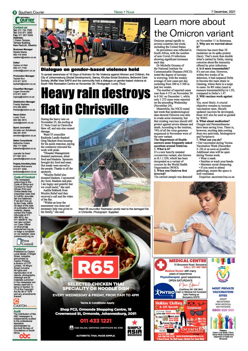 Southern Courier 7 December 2021 page 2