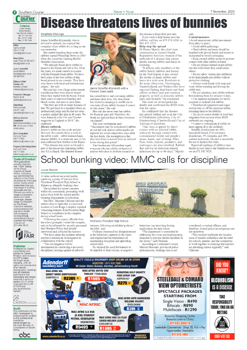 Southern Courier 7 November 2023 page 2