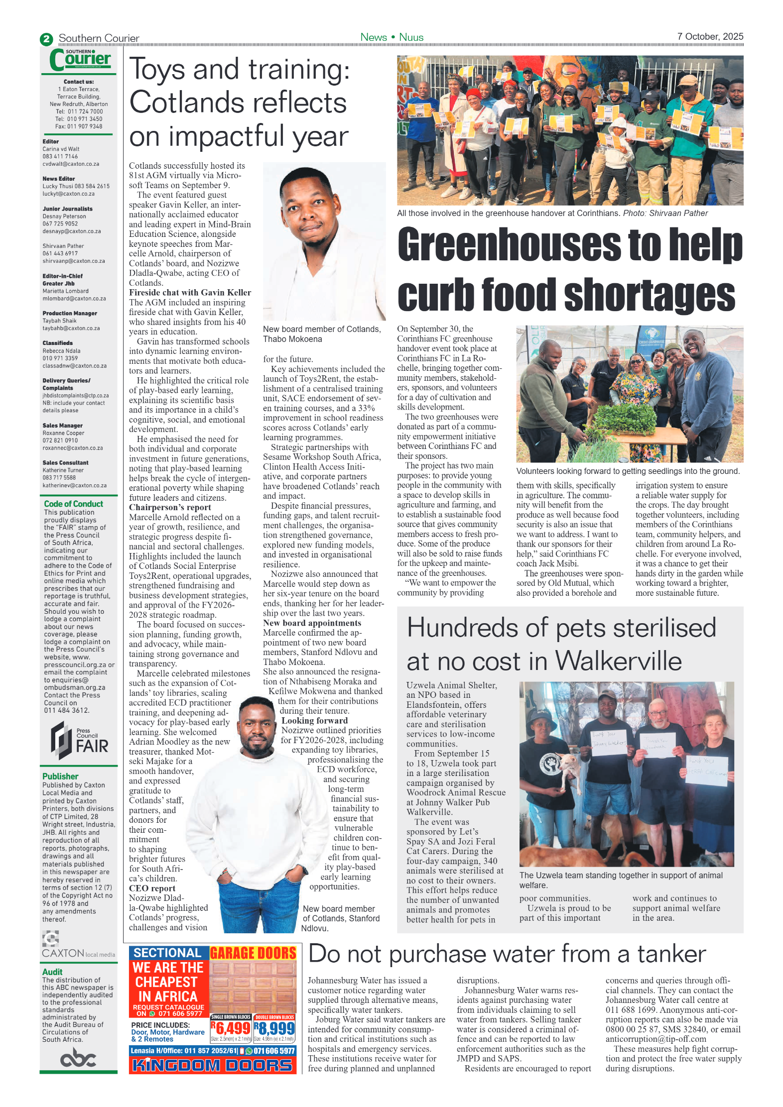 Southern Courier 7 October 2025 page 2