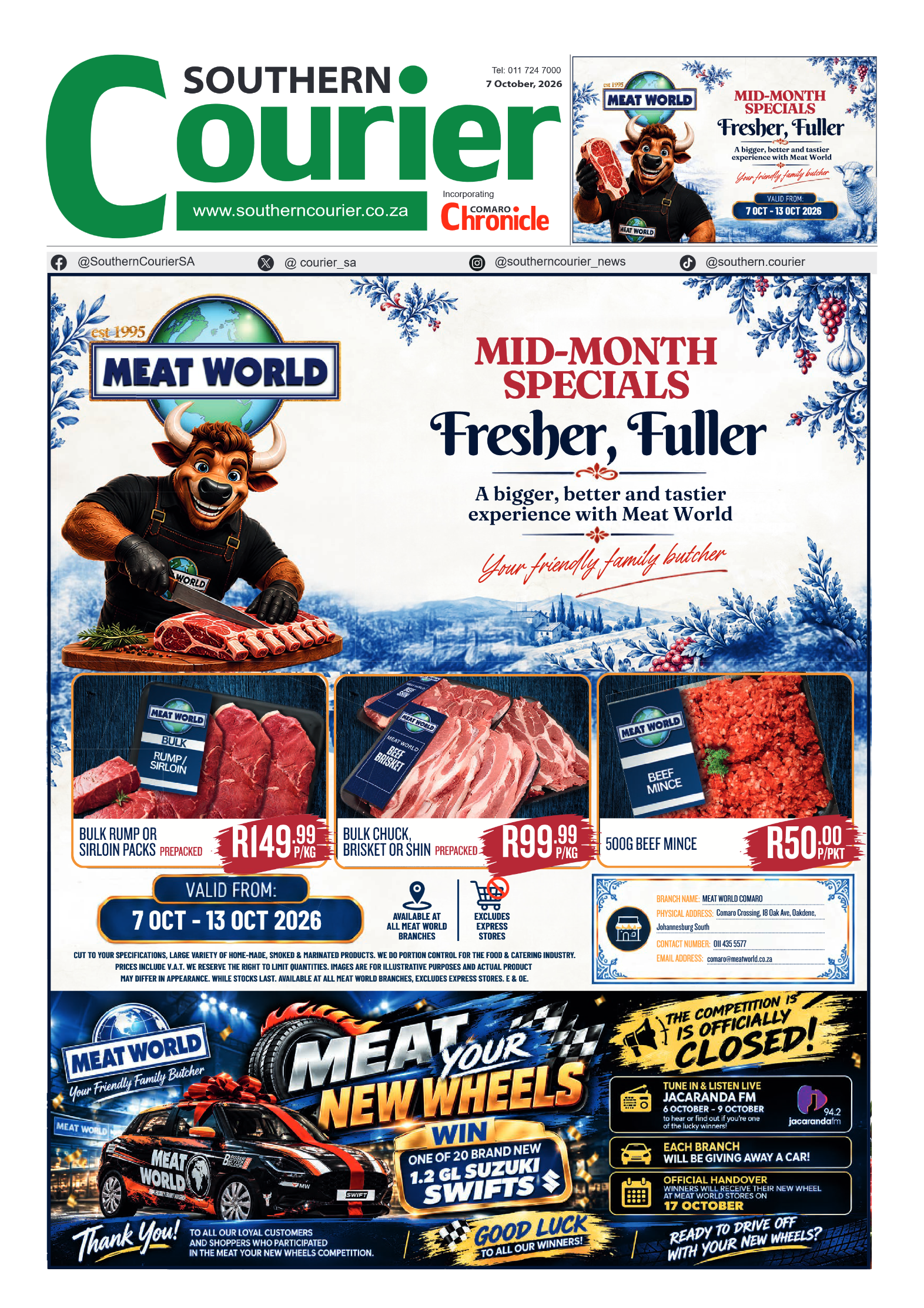 Southern Courier 7 October 2026 page 1