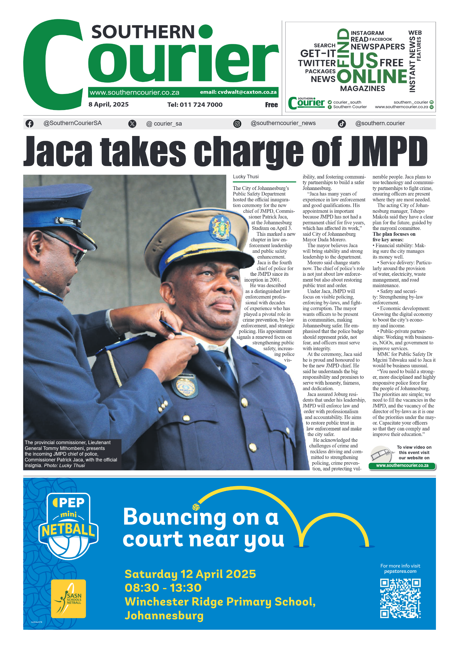 Southern Courier 8 April 2025 page 1
