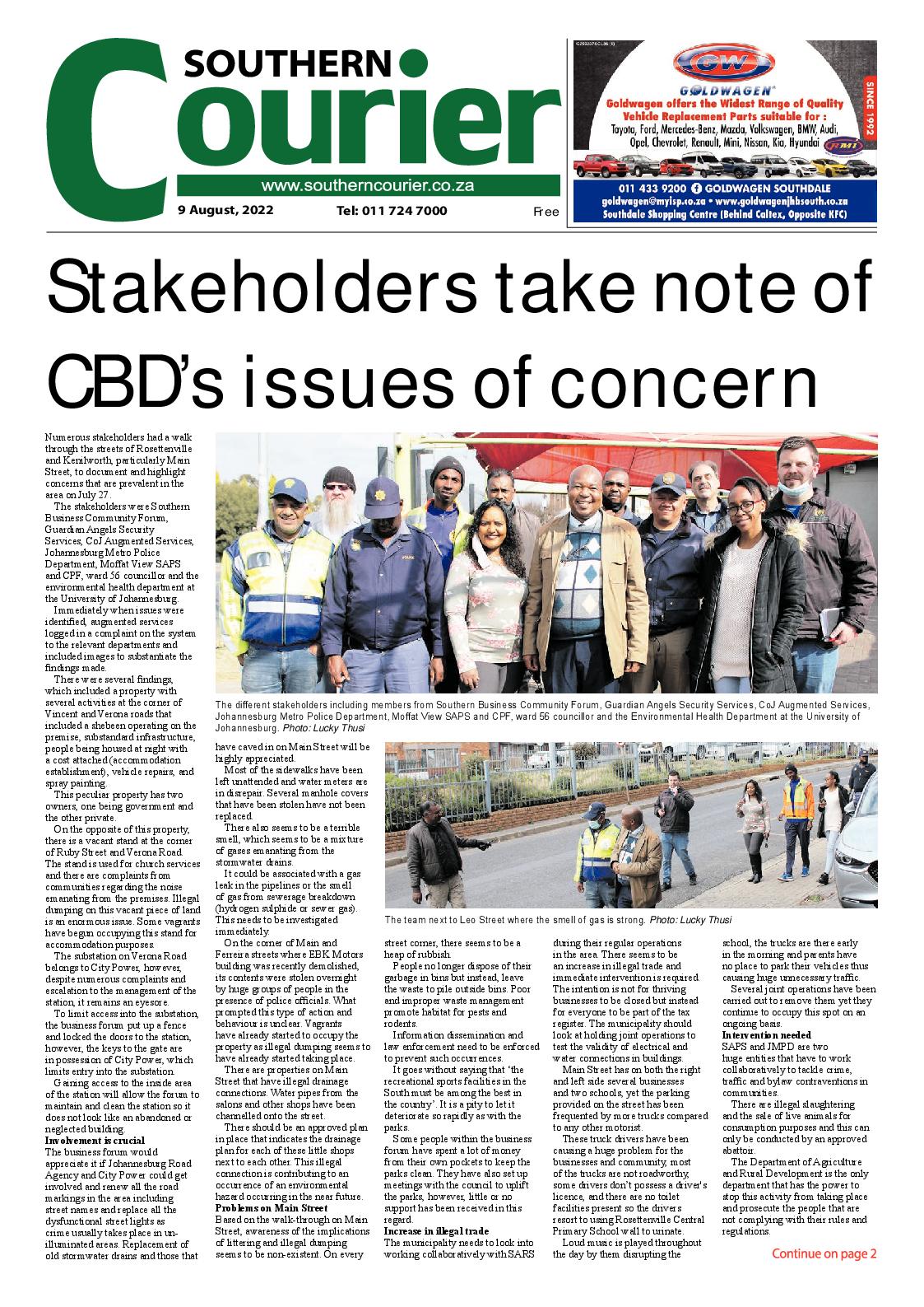 Southern Courier 9 Aug 2022 page 1