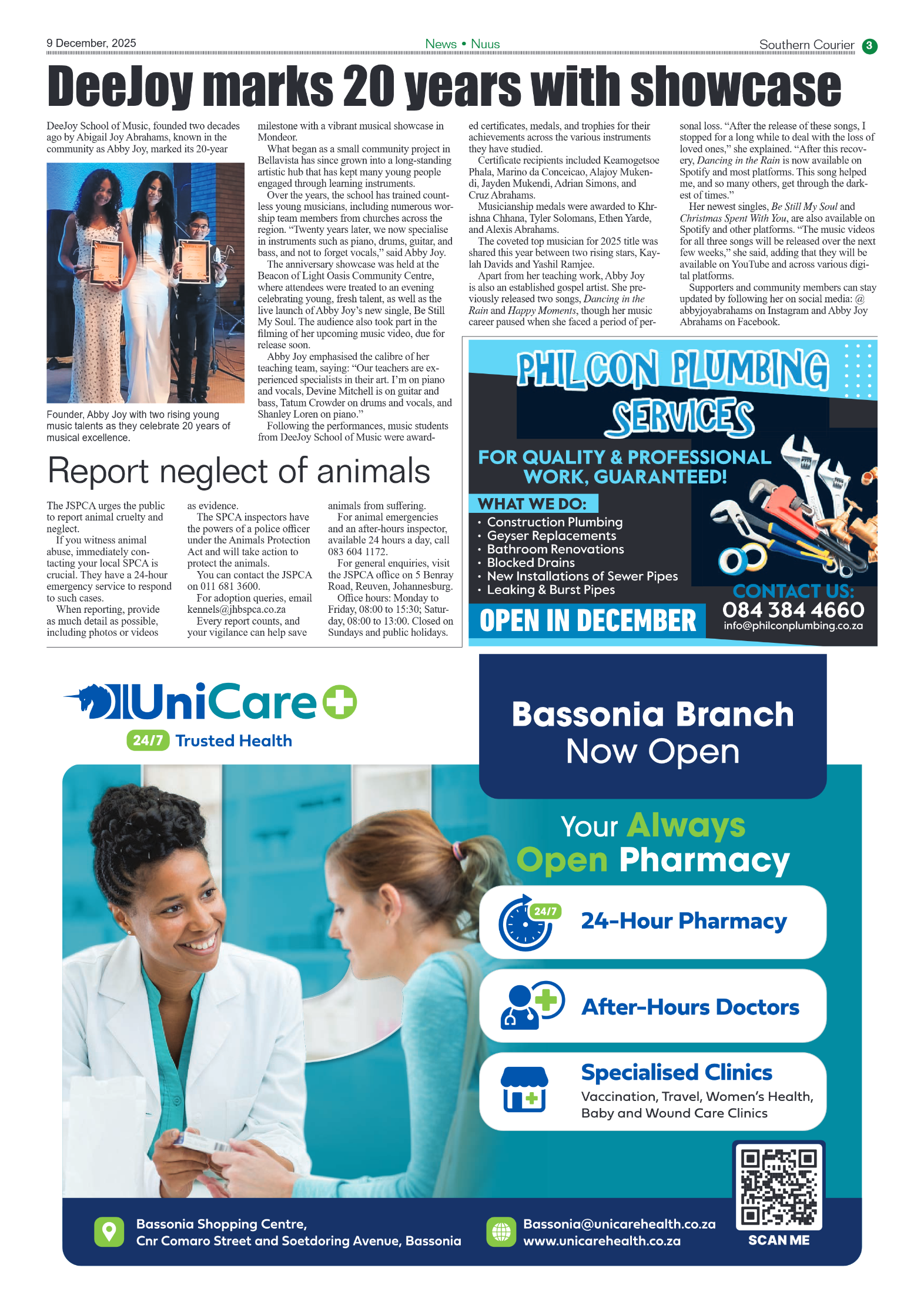 Southern Courier 9 December 2025 page 3