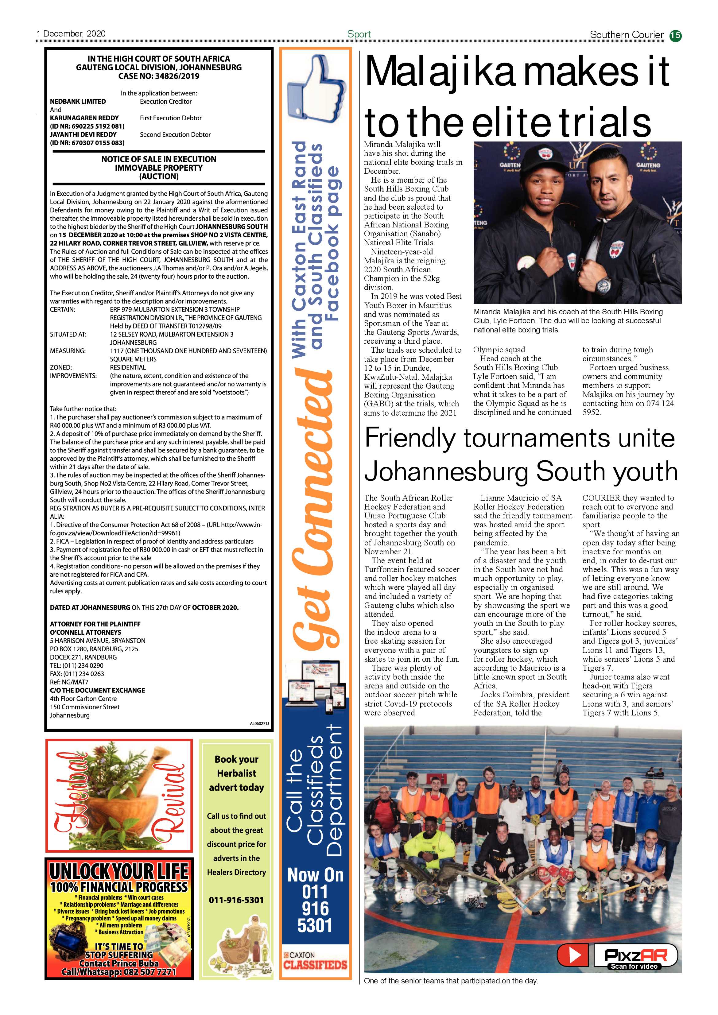 Southern Courier  01 Decemeber 2020 page 15