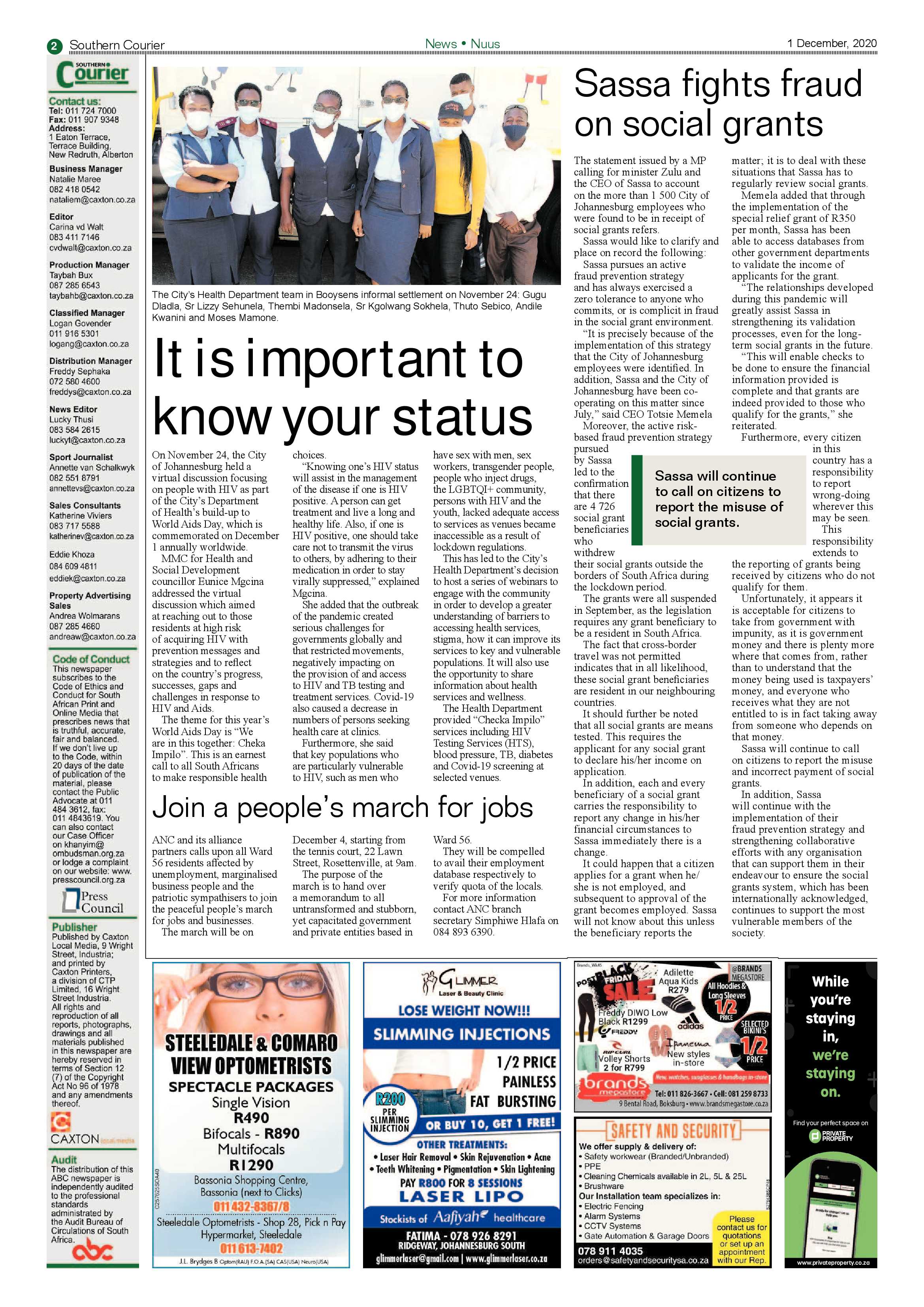Southern Courier  01 Decemeber 2020 page 2
