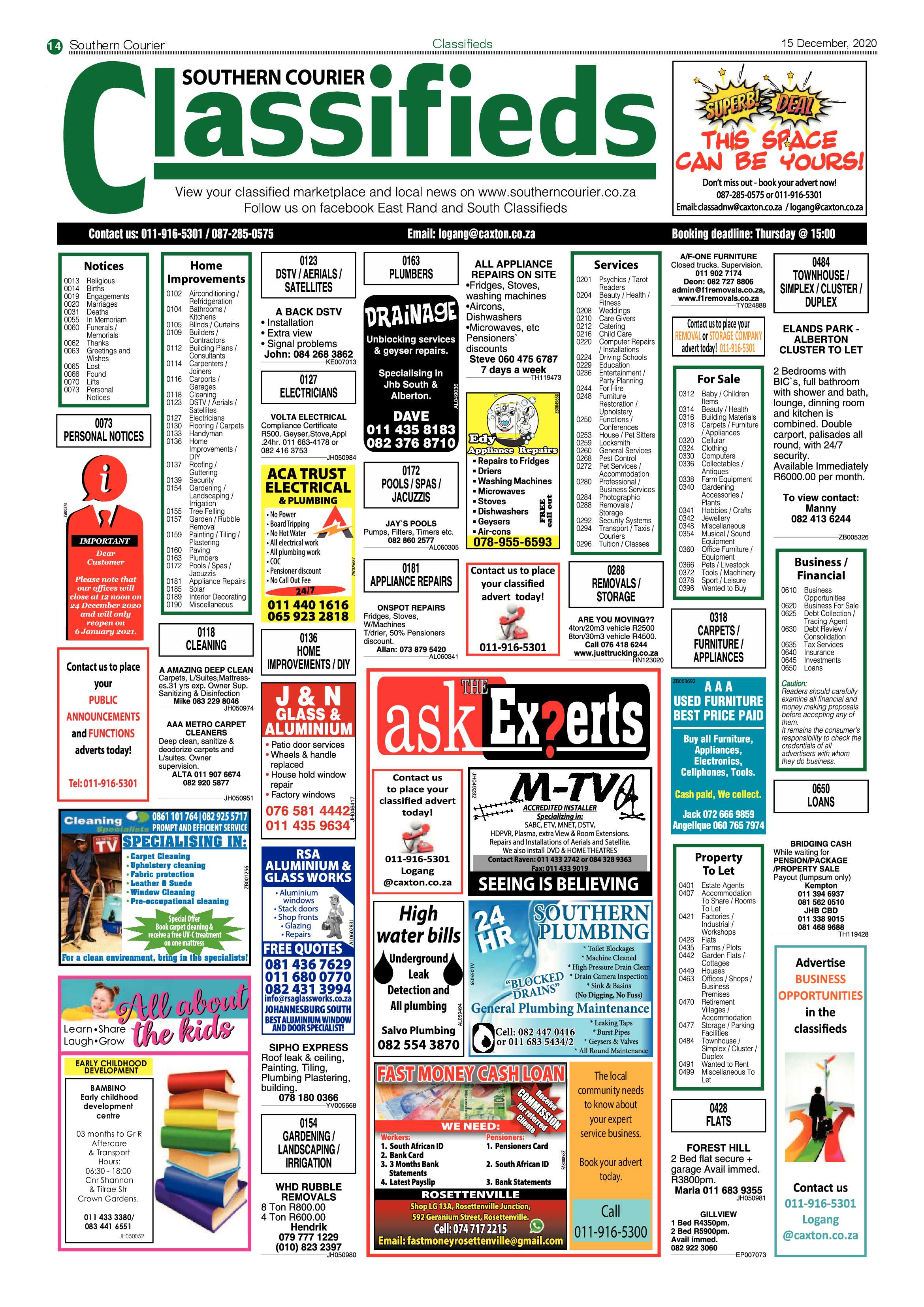 Southern Courier  15 December 2020 page 14