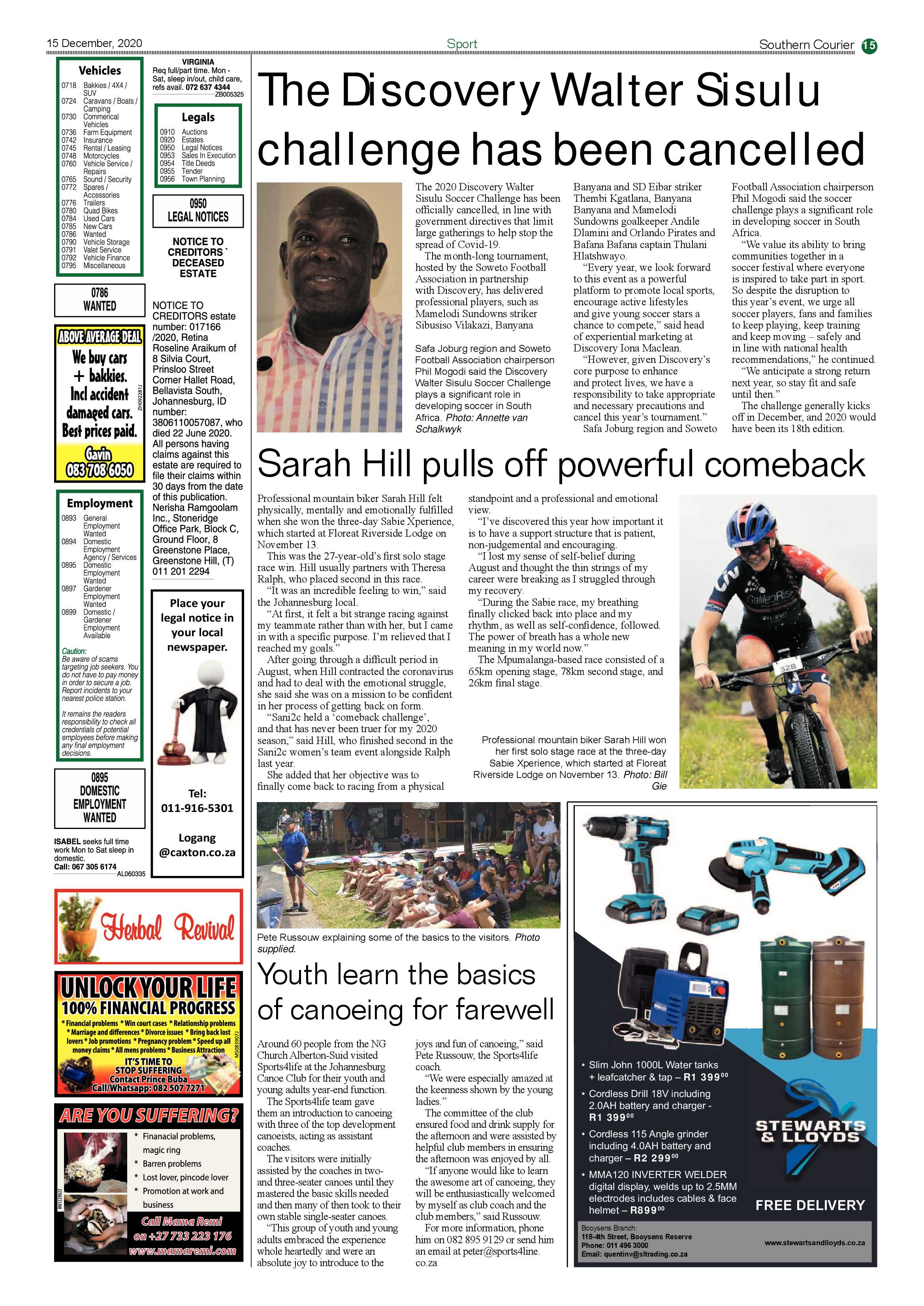 Southern Courier  15 December 2020 page 15