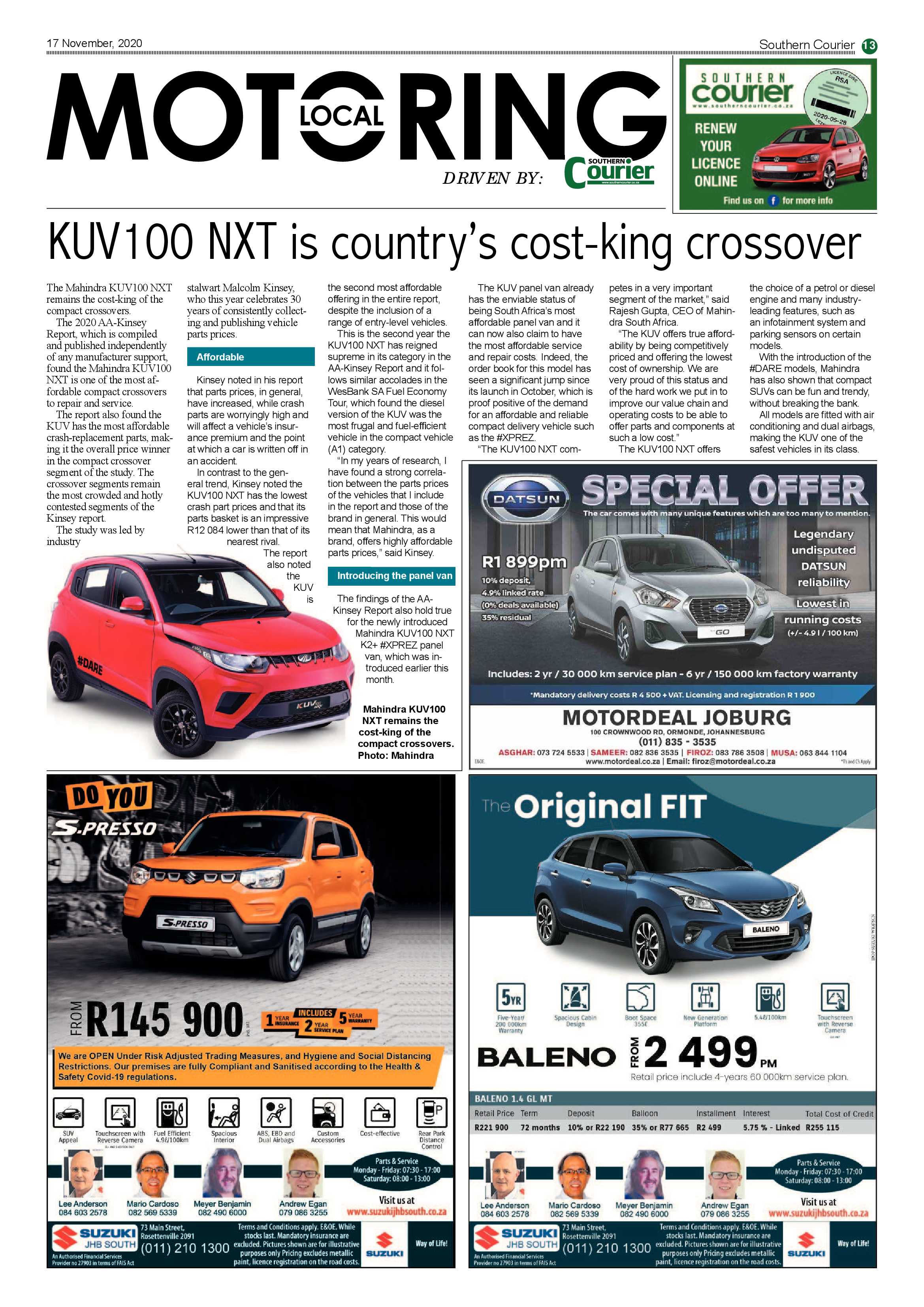 Southern Courier  17 November 2020 page 13