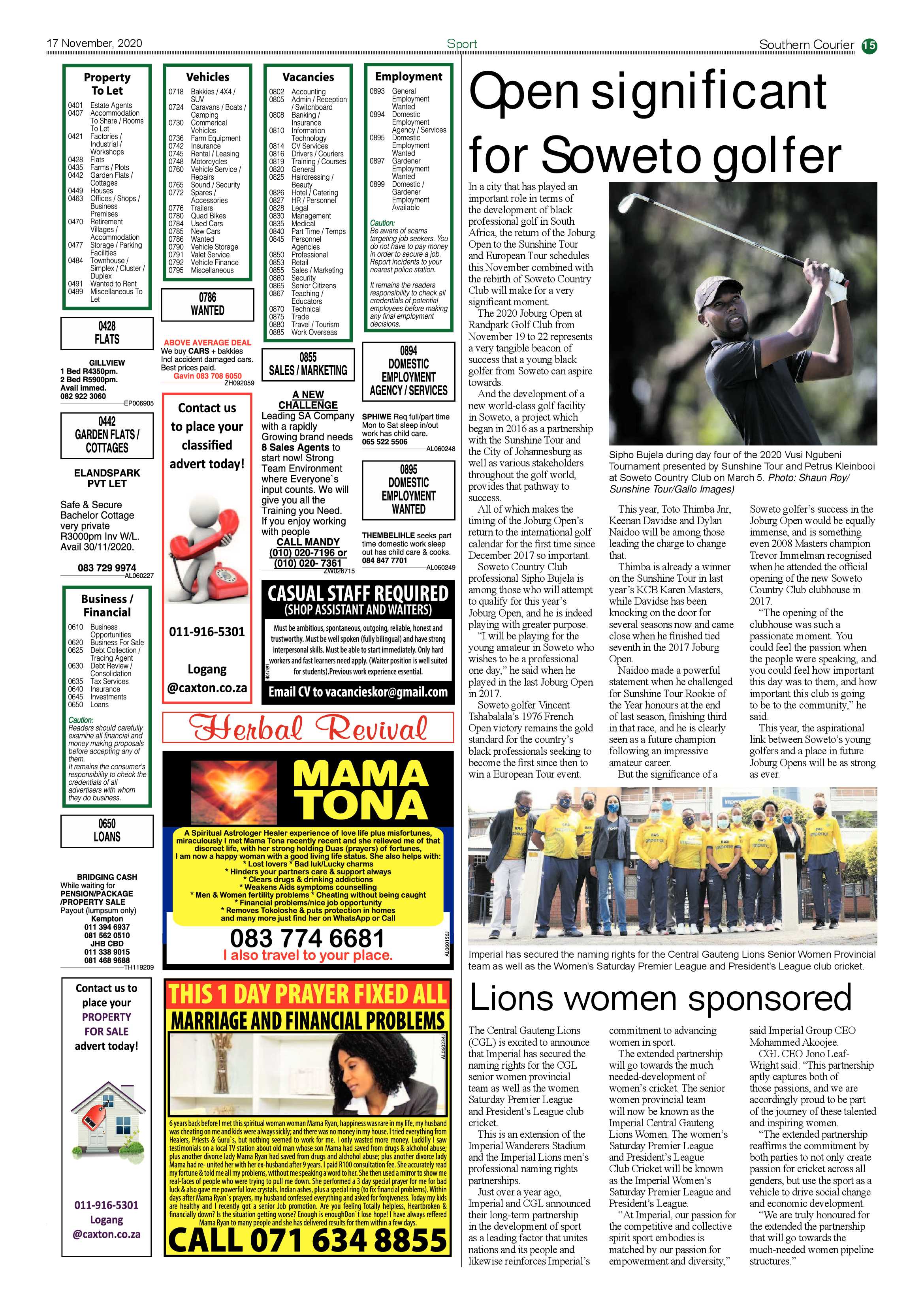 Southern Courier  17 November 2020 page 15