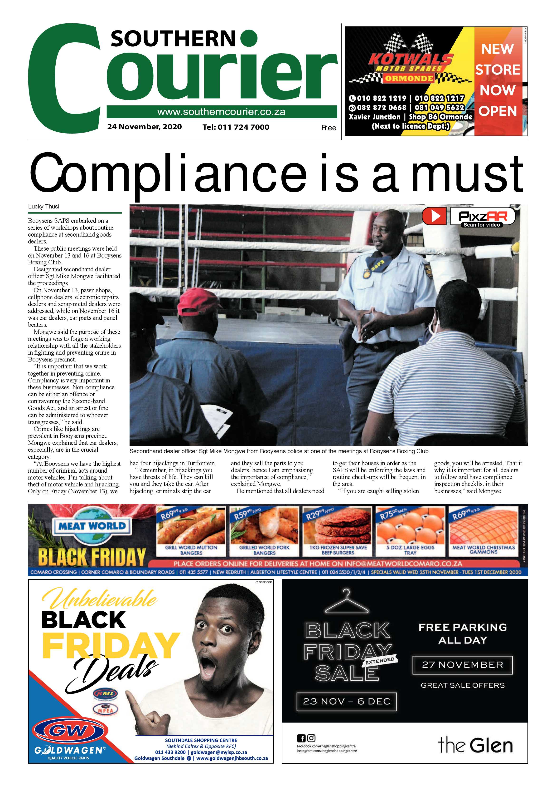 Southern Courier  24 November 2020 page 1