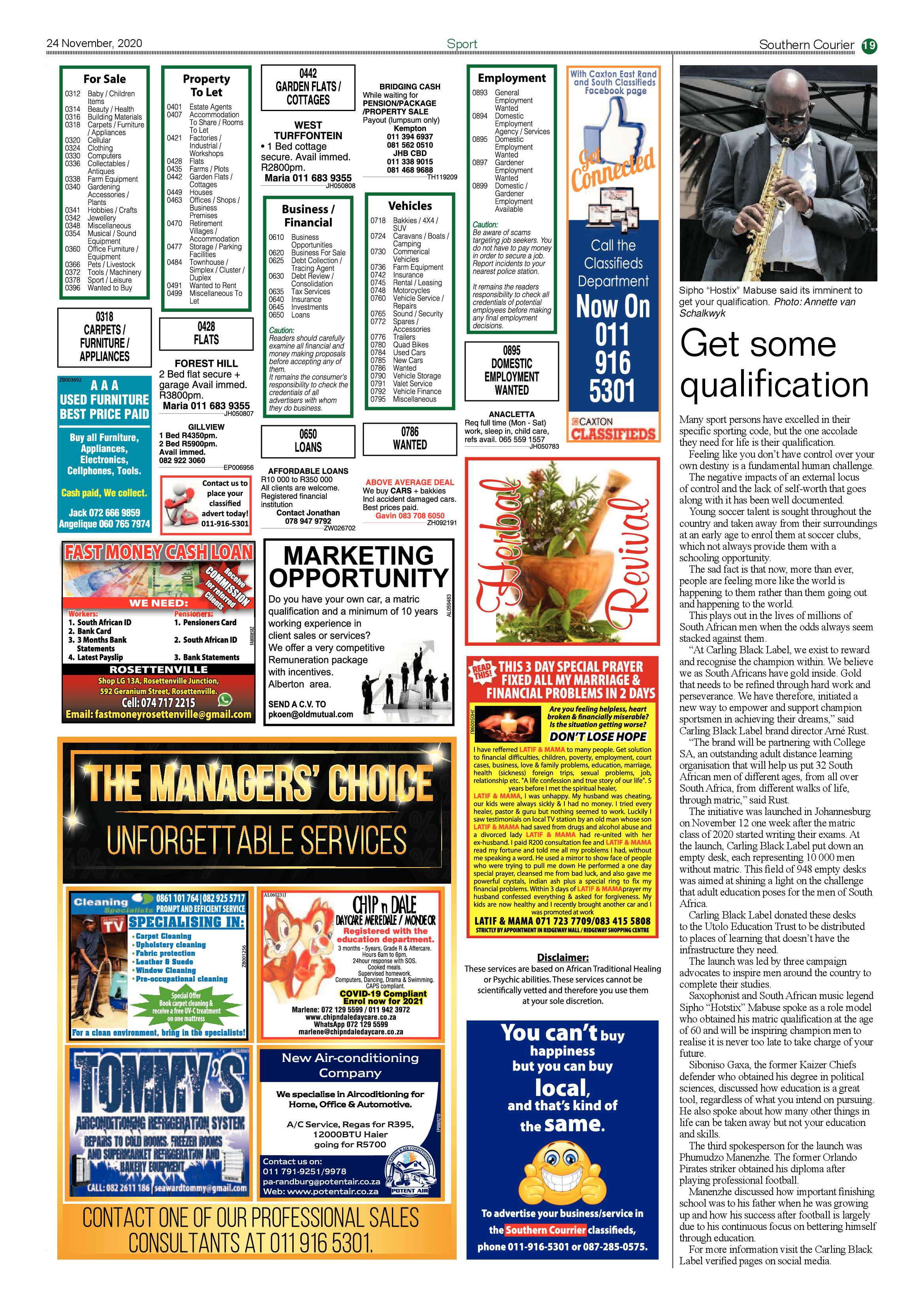 Southern Courier  24 November 2020 page 19