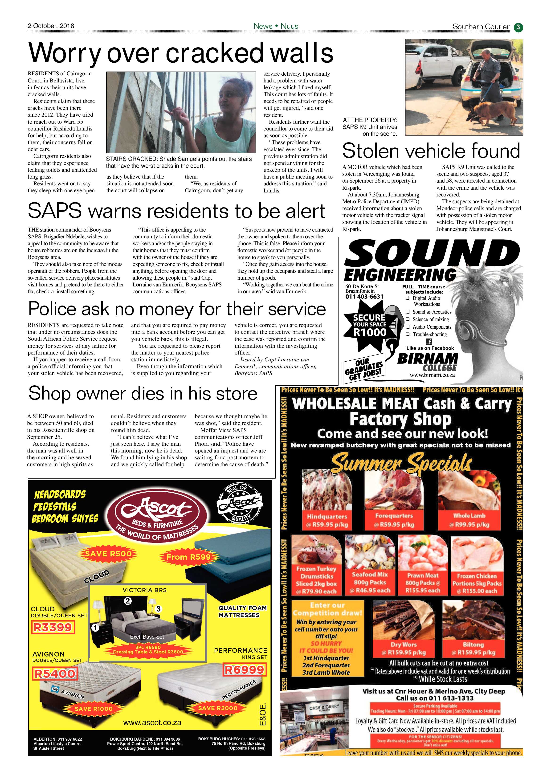 Southern courier 02 October 2018 page 3